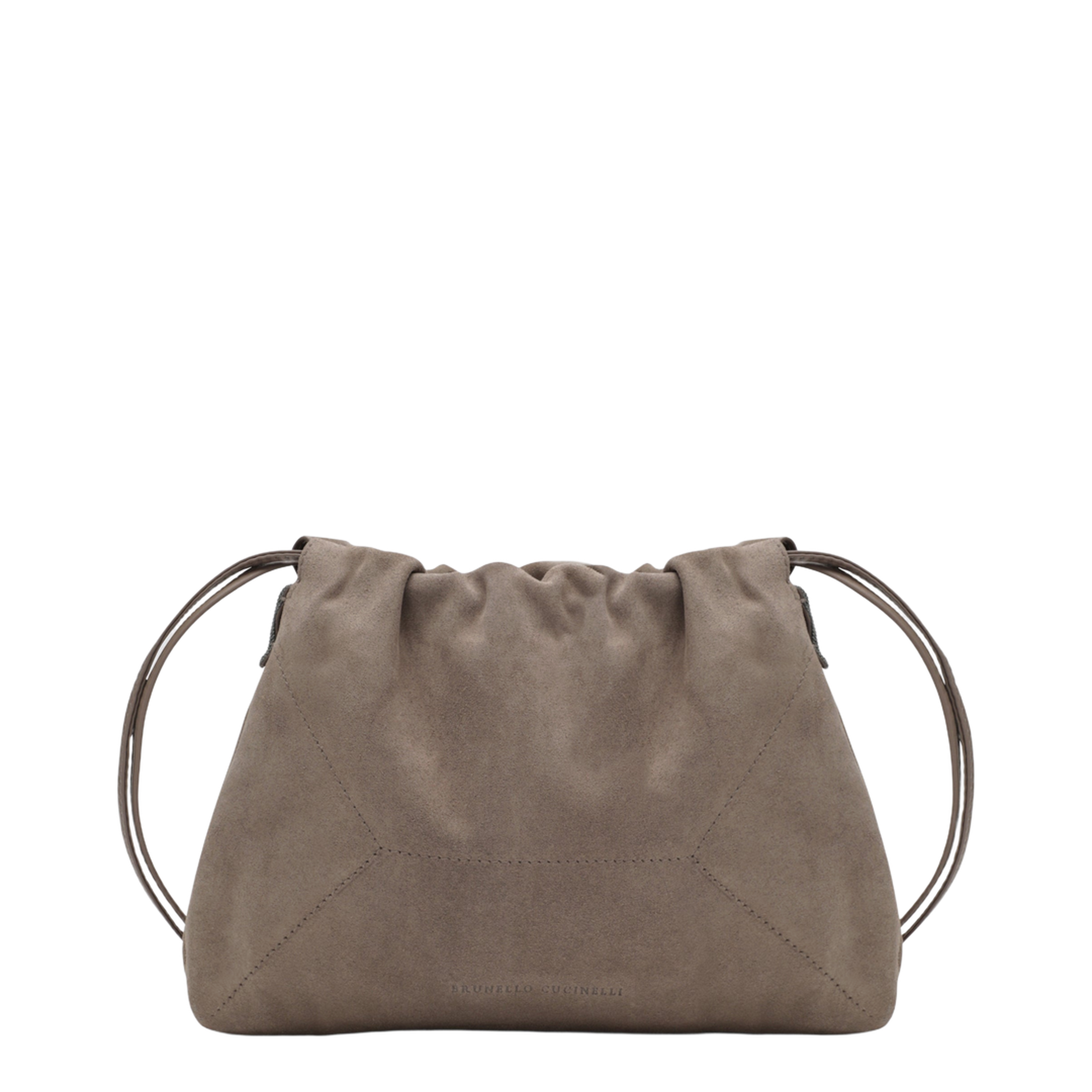 Duo Pouch Brown Suede Bag with Monile Detail