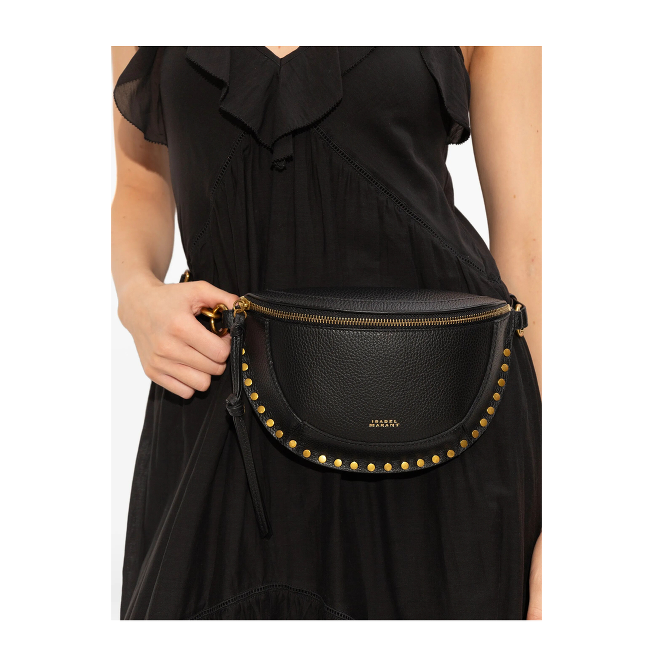MAYFEYR - Isabel Marant - Hammered Leather Belt Bag With Studs - BJ0001FAD1C04M
