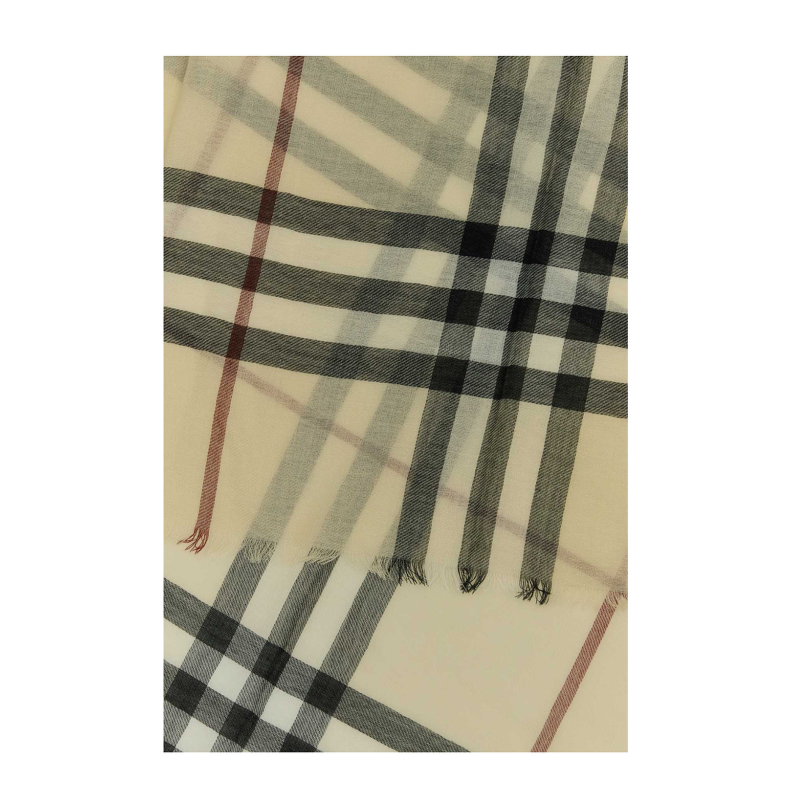 Giant Check Wool Scarf - Cream