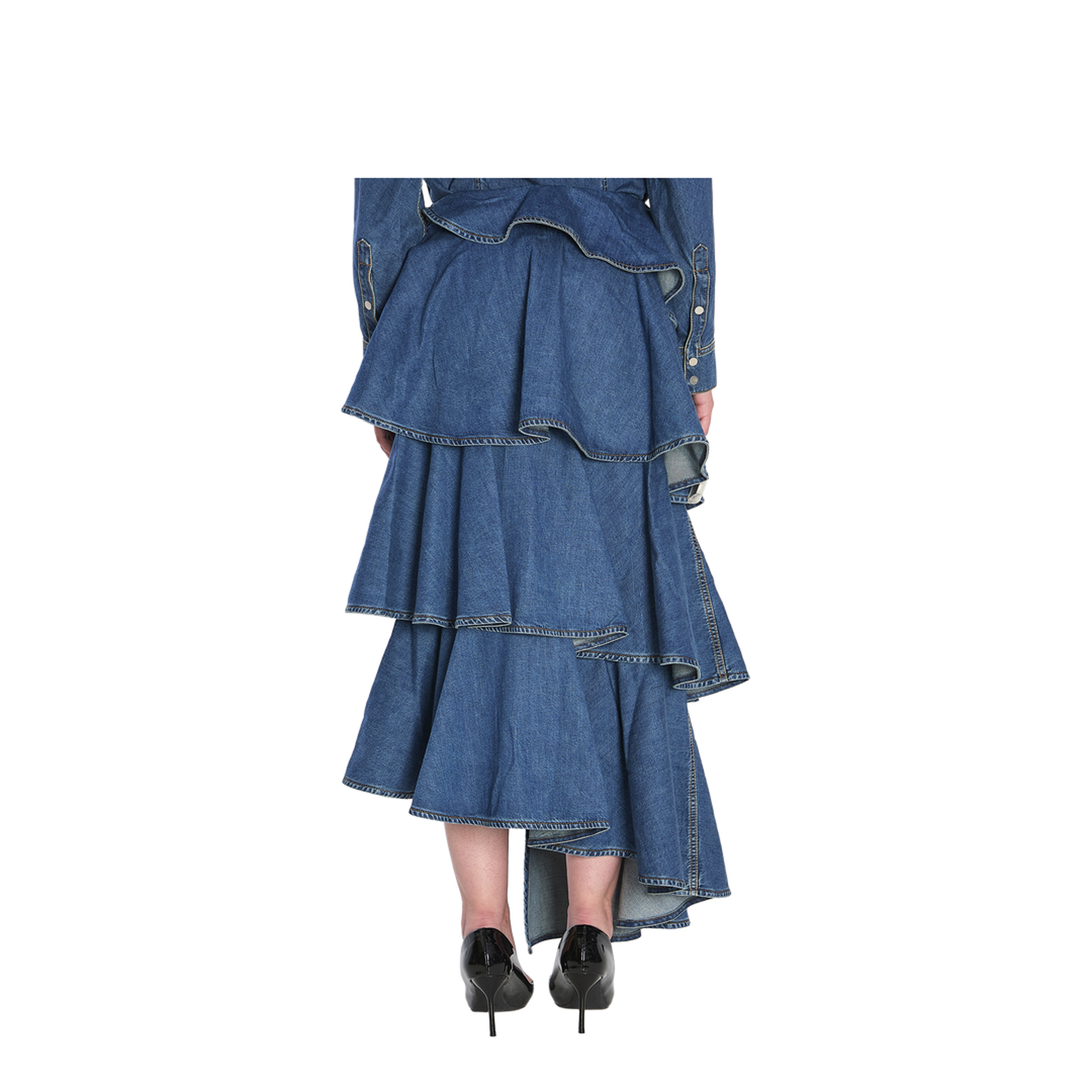 Spiral Maxi Skirt in Denim