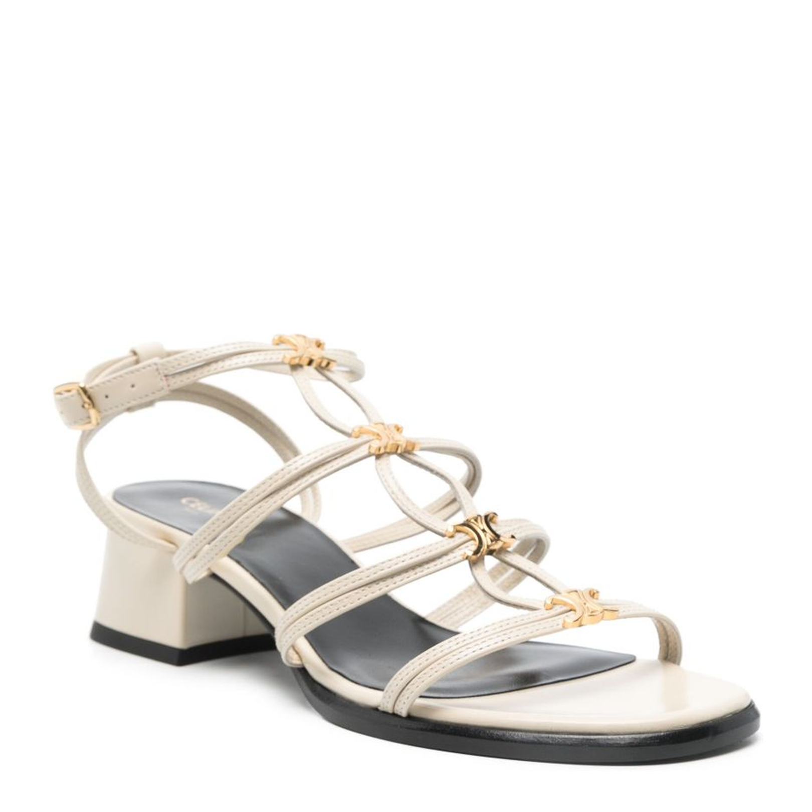 Buckle-Fastening Ankle Strap Low Block Heel