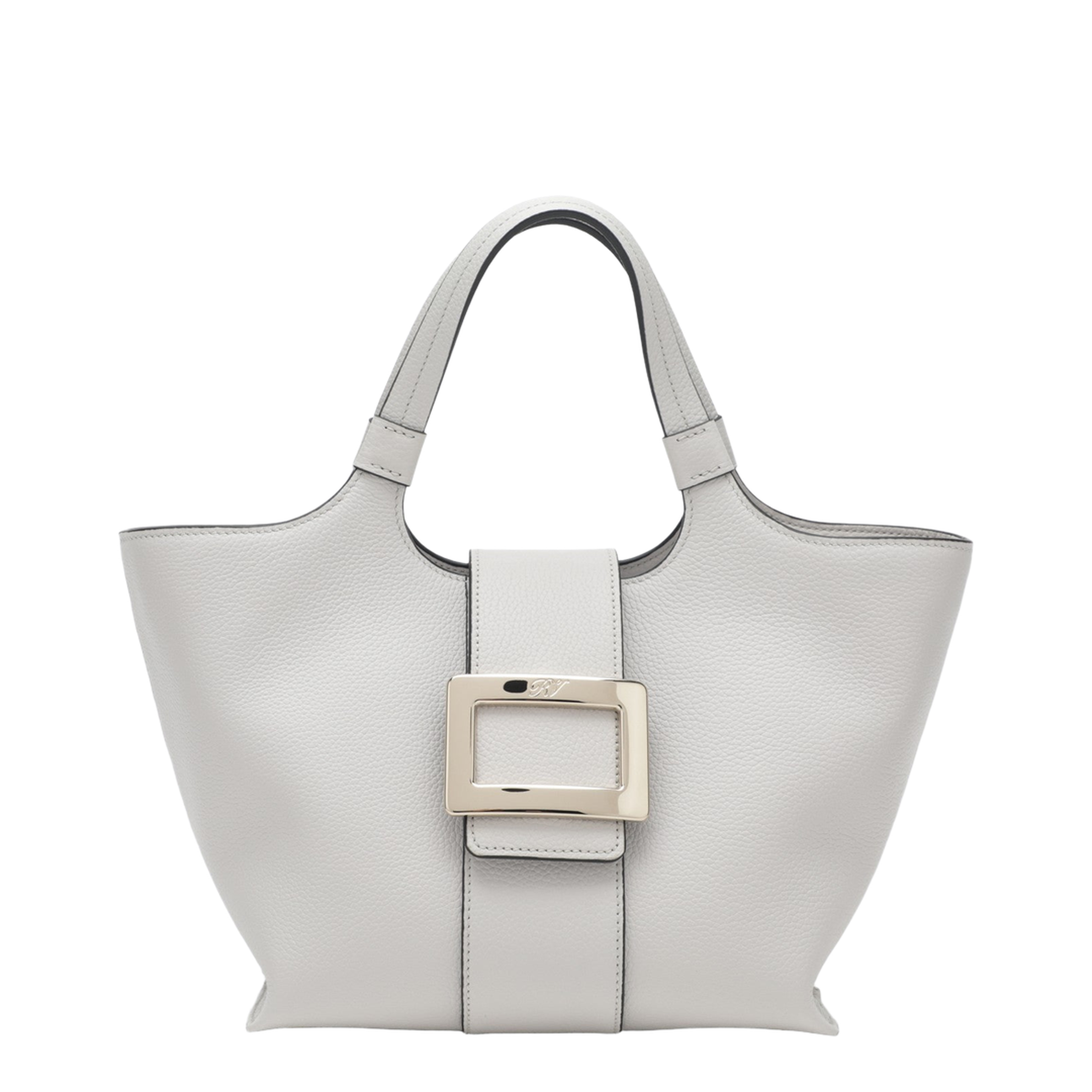 Belle Vivier Mini Shopping Bag In Ice White Calfskin - Ice White