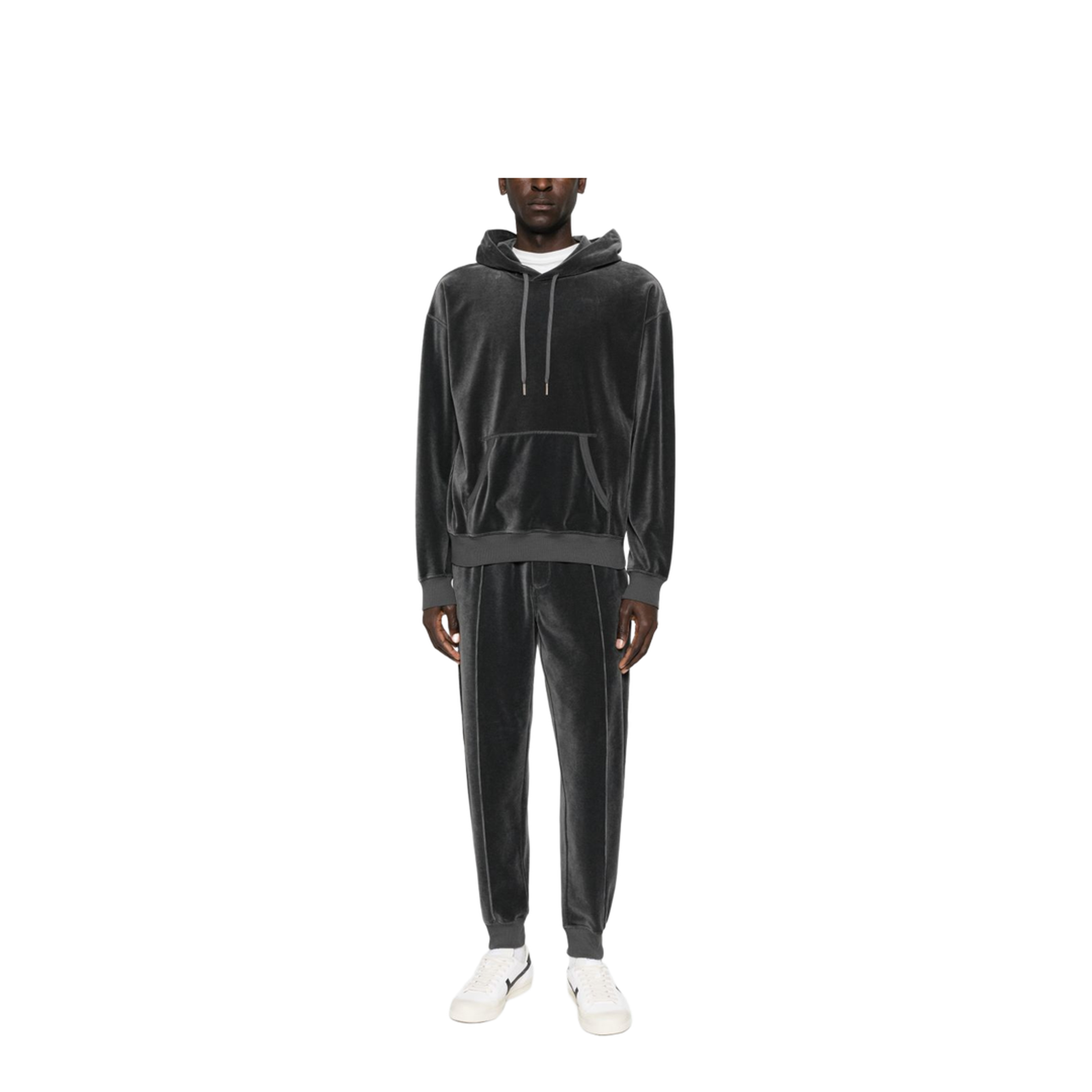 Trousers Grey - Velours Drawstring Joggers