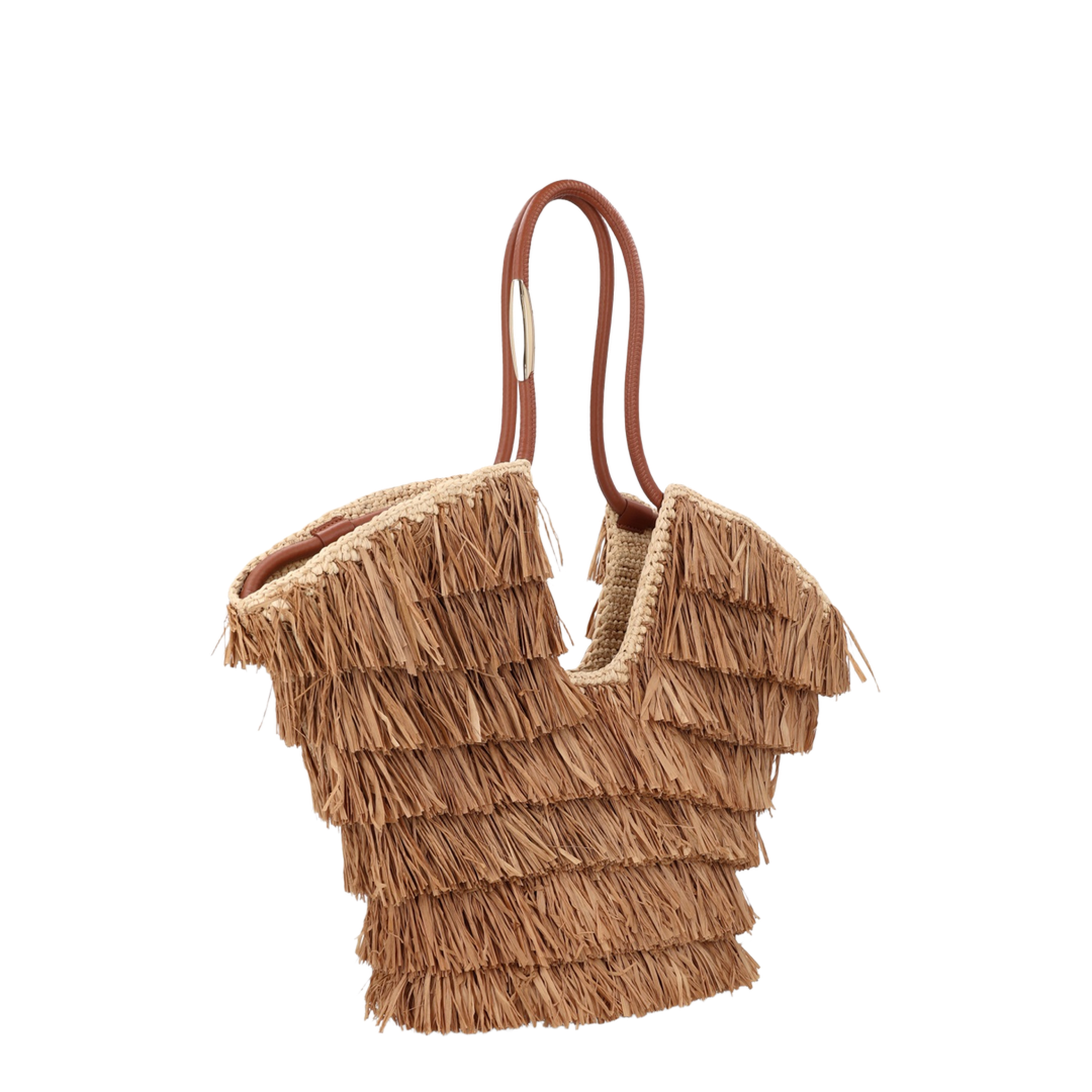 Goldentime Medium Fringed Tote Bag - Brown