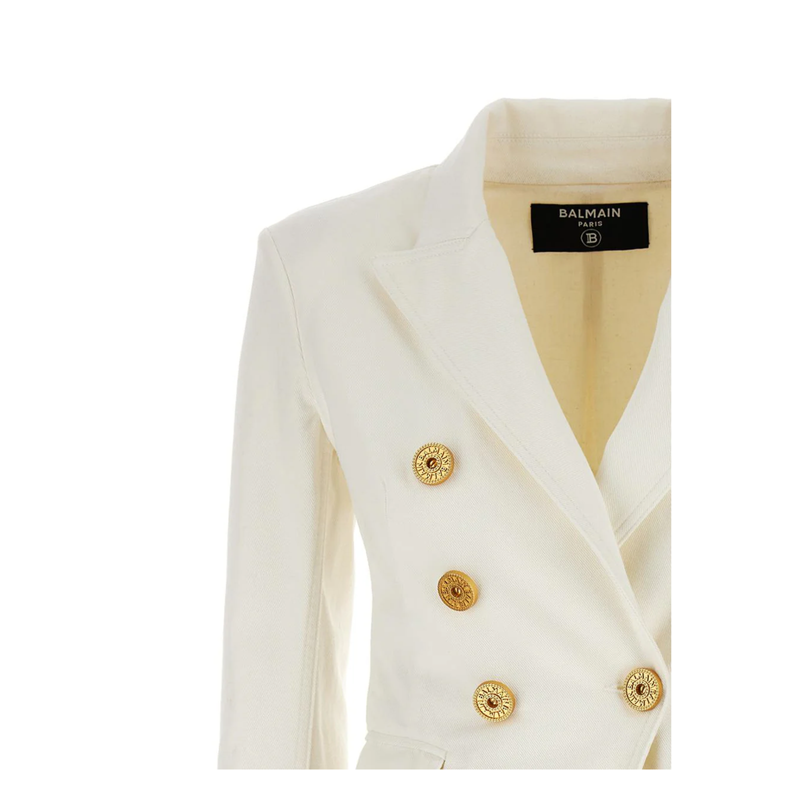 Double-breasted denim blazer