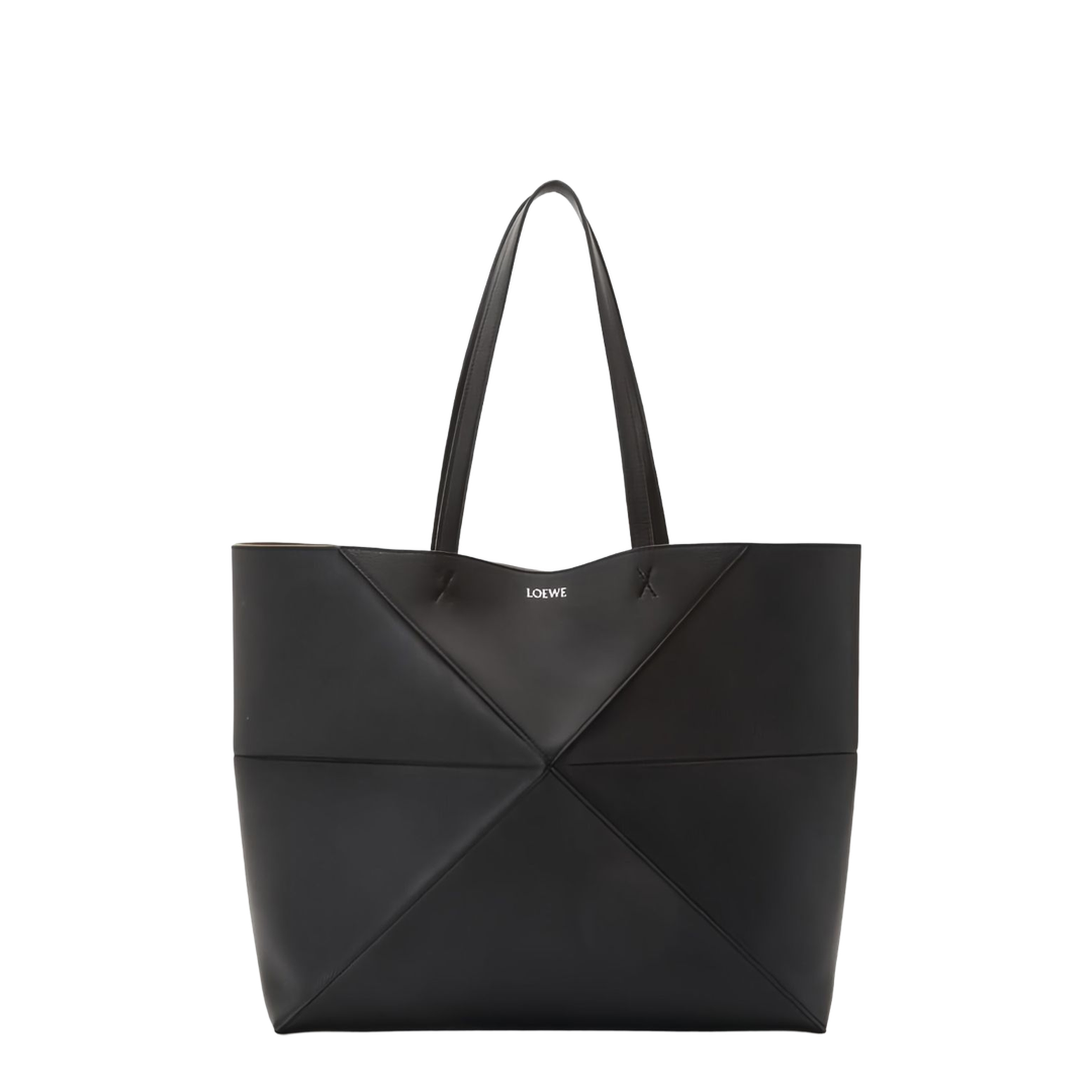 Puzzle Medium Horizontal Soft Grained Calfskin Tote - Black