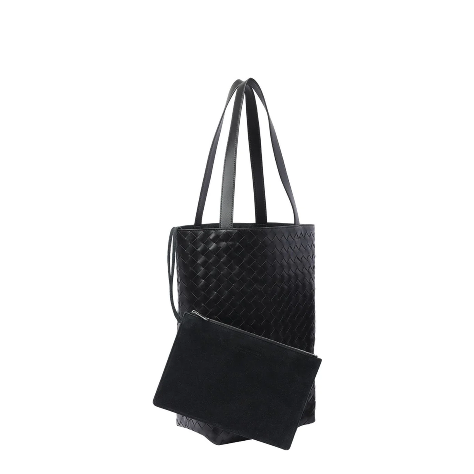 Intrecciato Small Leather Tote Bags - Black