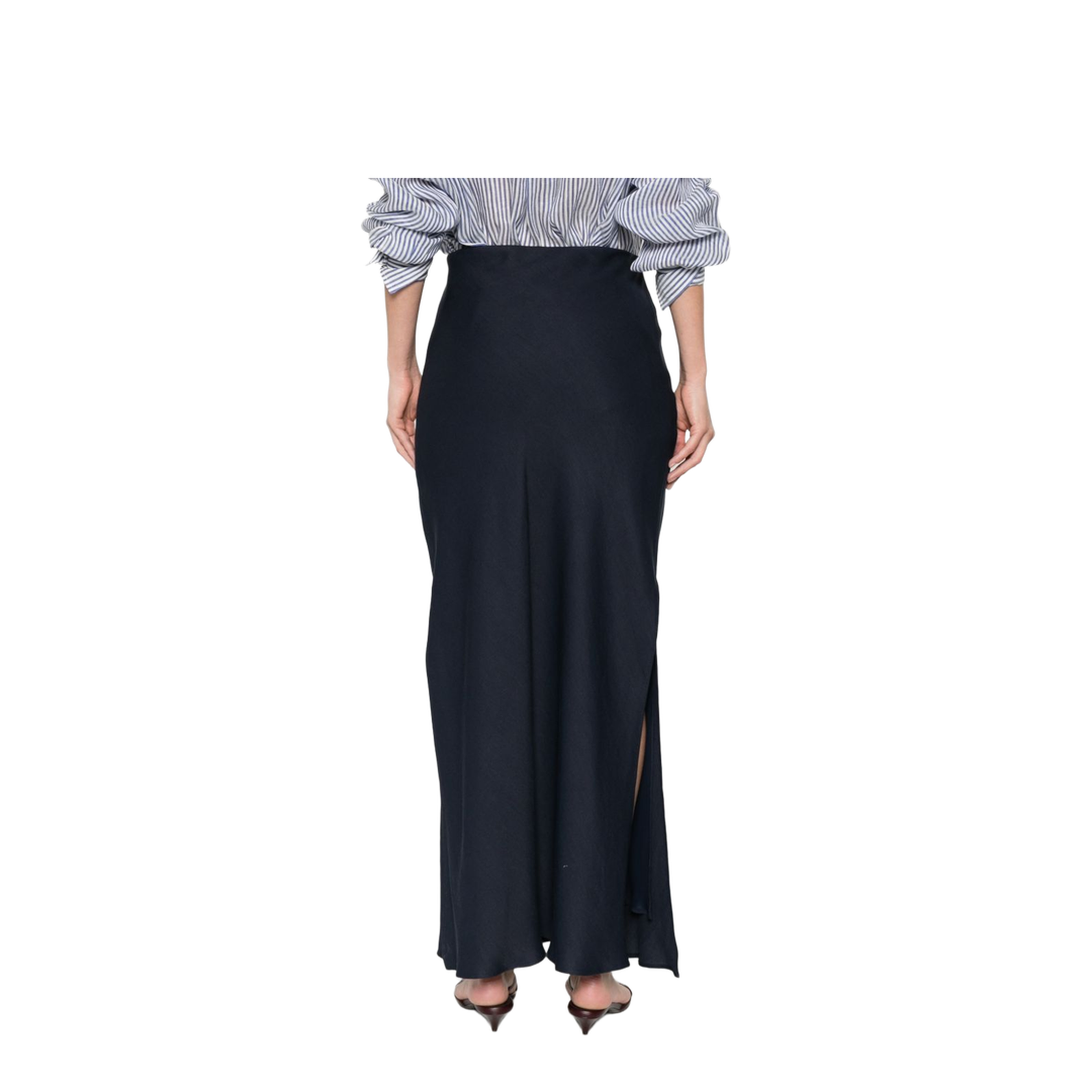 Line Blend Long Skirt Blue