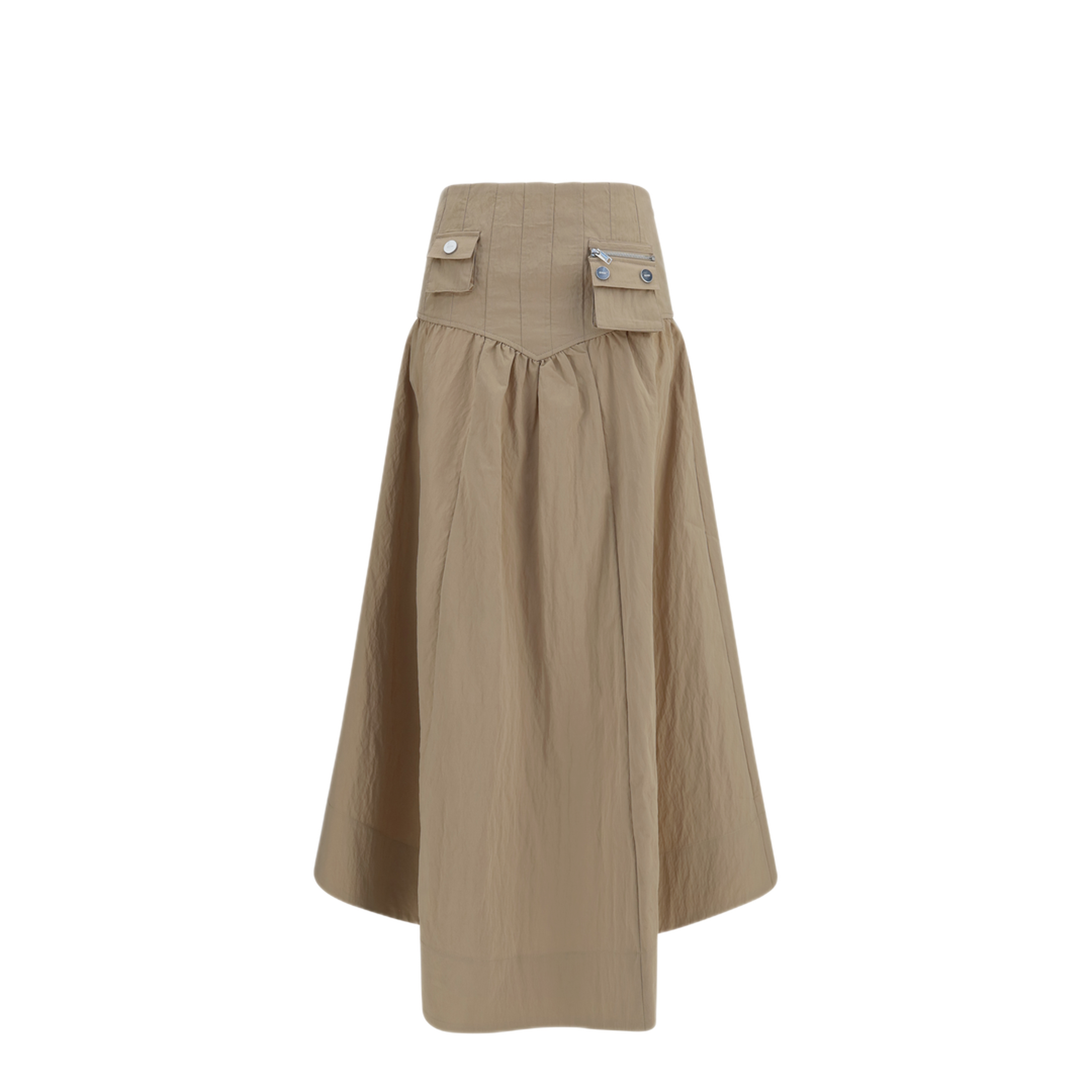 MAYFEYR - Ganni - Corset-Detail And Ruched Midi Skirt - A1090274