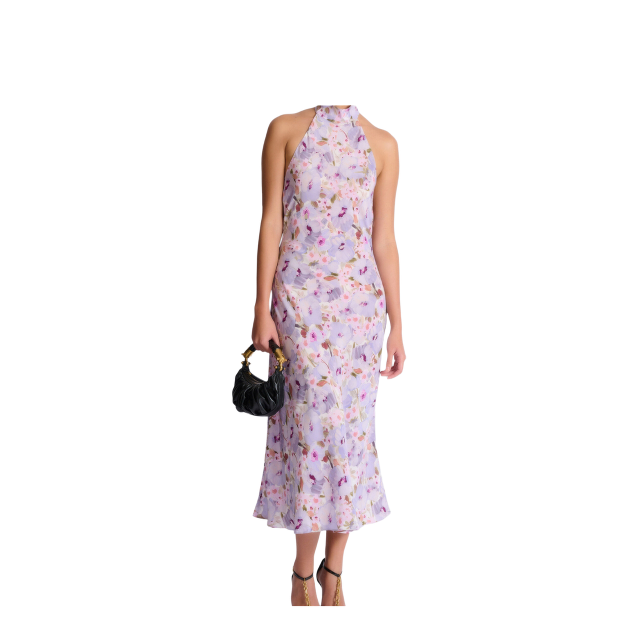 Silk Dress with Floral Motif