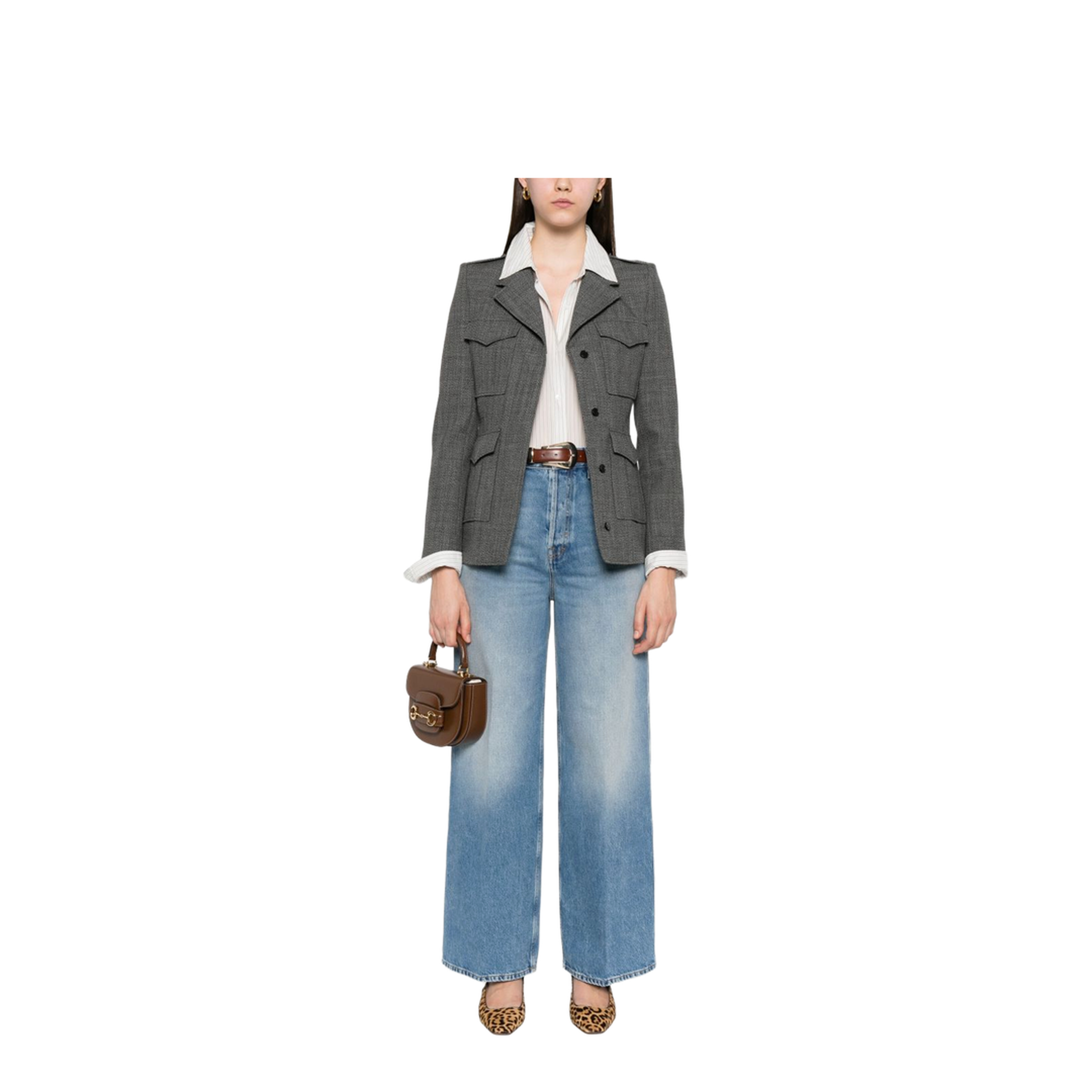 Wide Leg Denim Pants in Light Blue