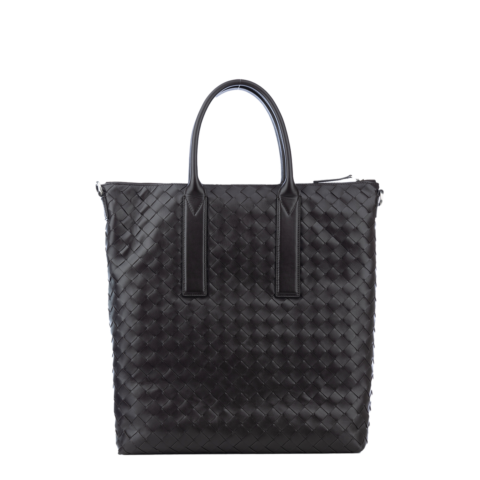 Intrecciato Leather Tote Bags - Black