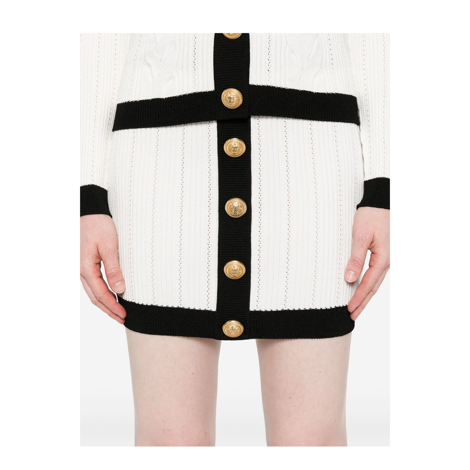 Knitted Buttoned Mini Skirt