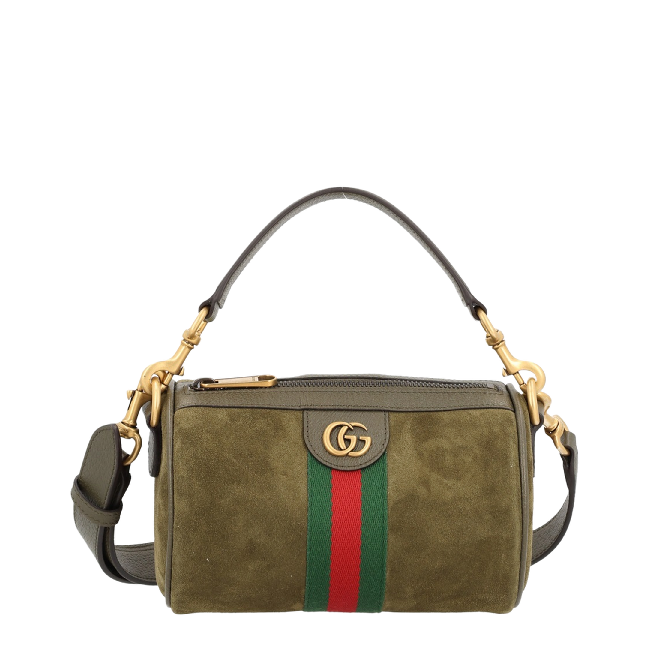 Ophidia Mini Shoulder Bag Suede Dark Green