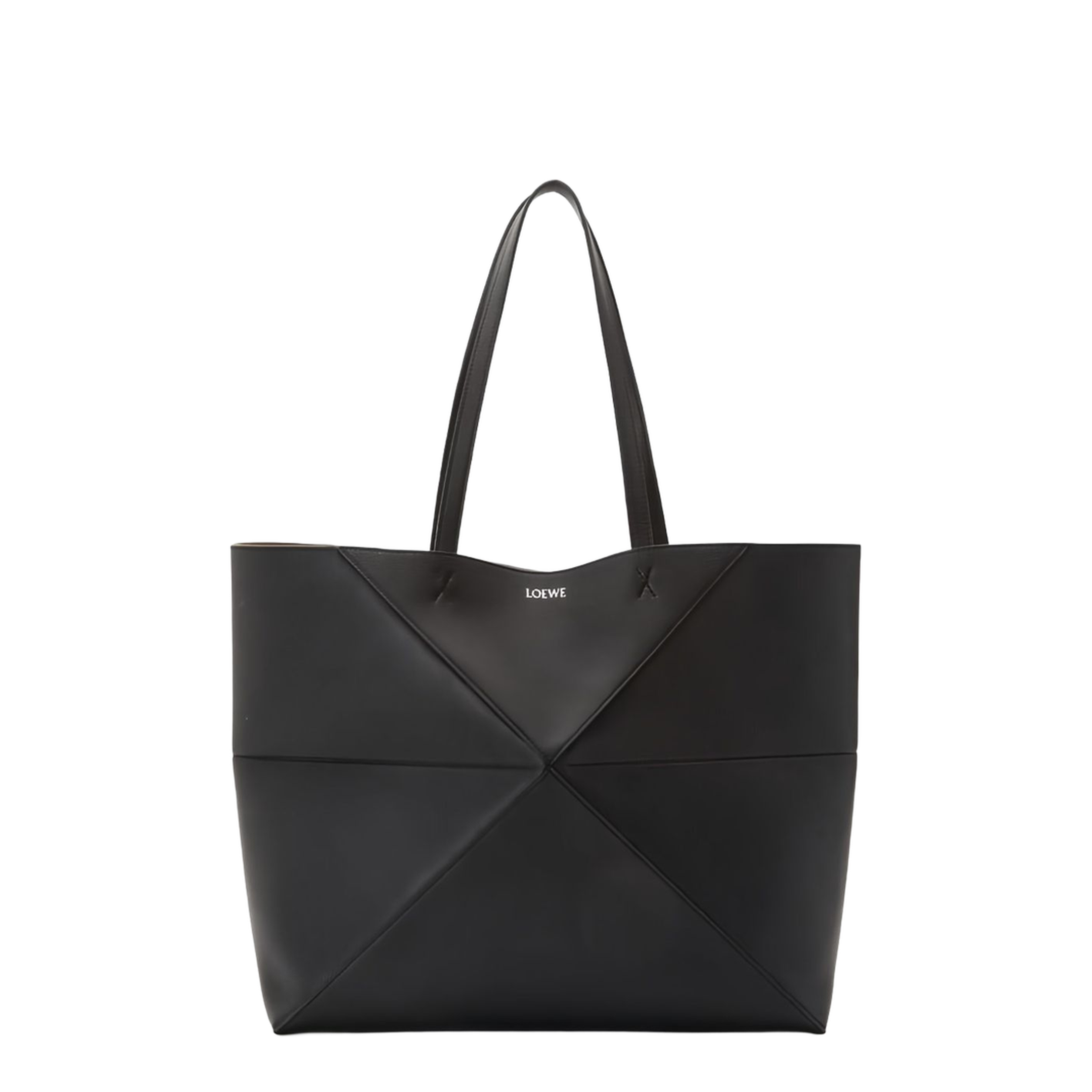 Puzzle Medium Horizontal Soft Grained Calfskin Tote - Black