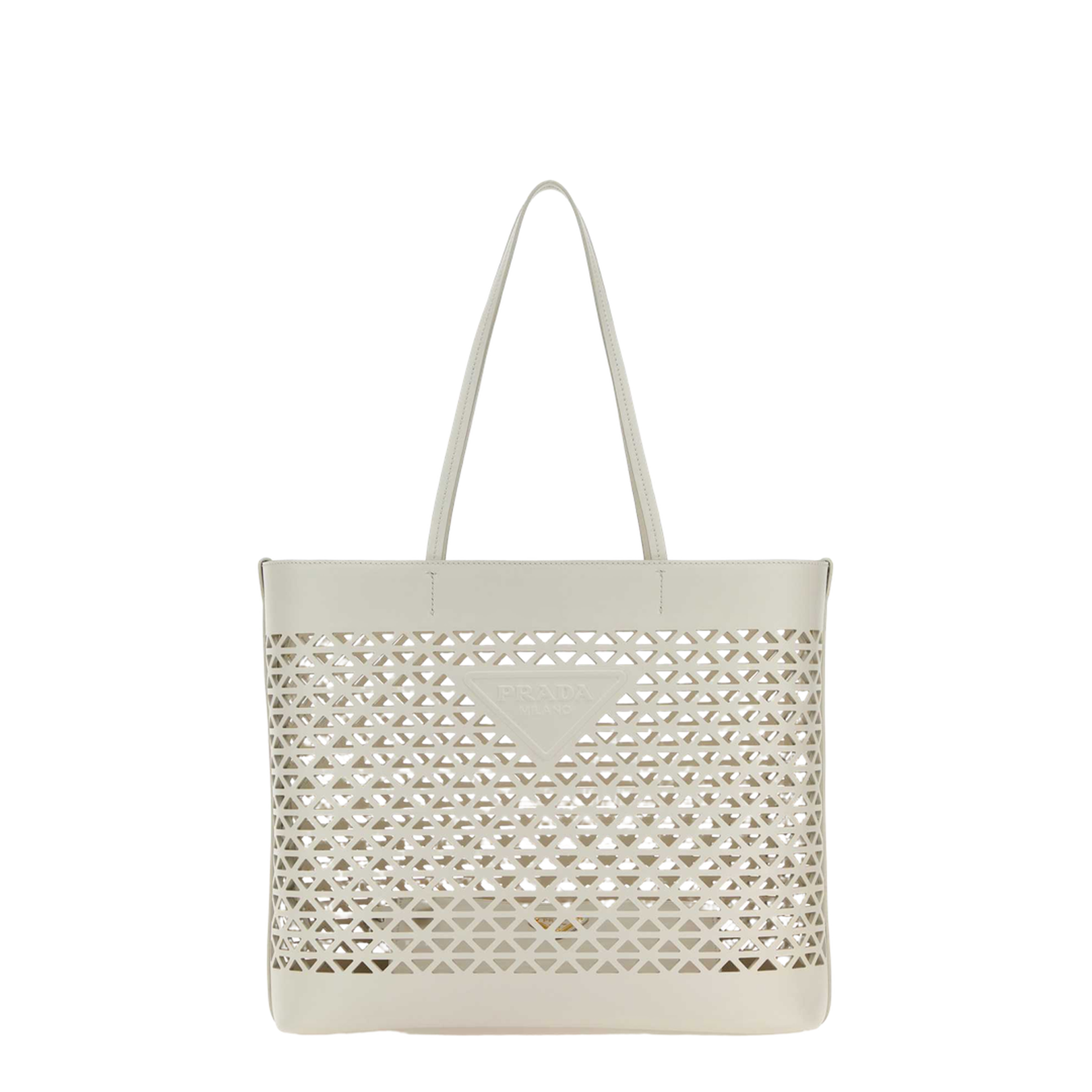 White Leather Shopping Bag