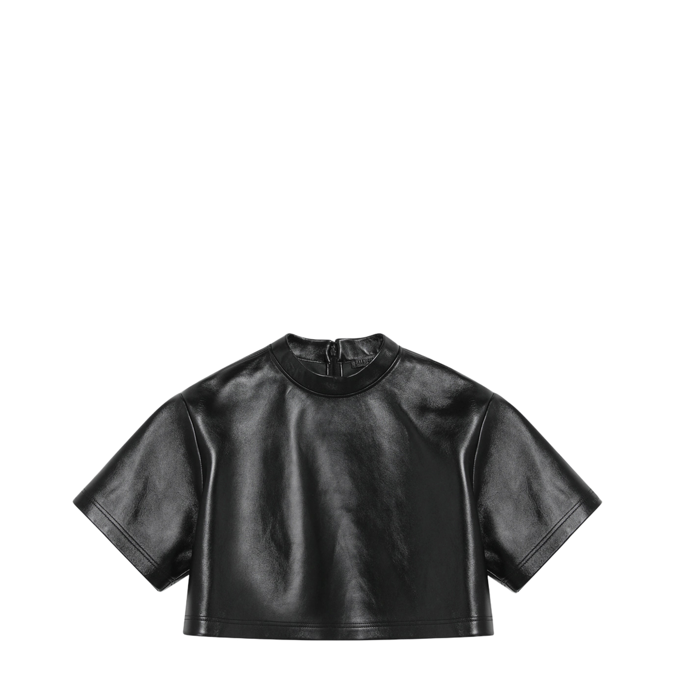 Black Cropped Leather Top