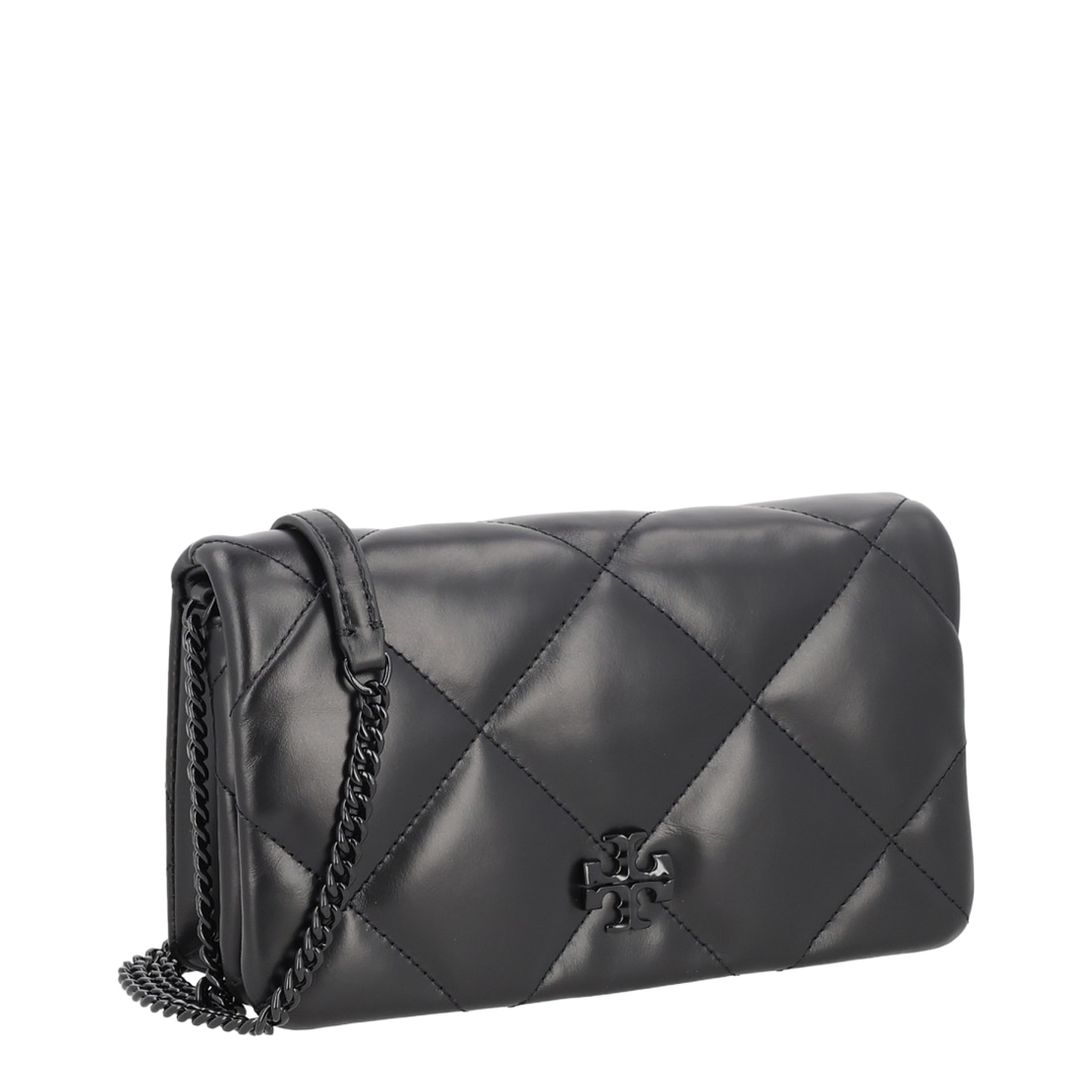 Black Kira Diamond Quilt Wallet on Chain