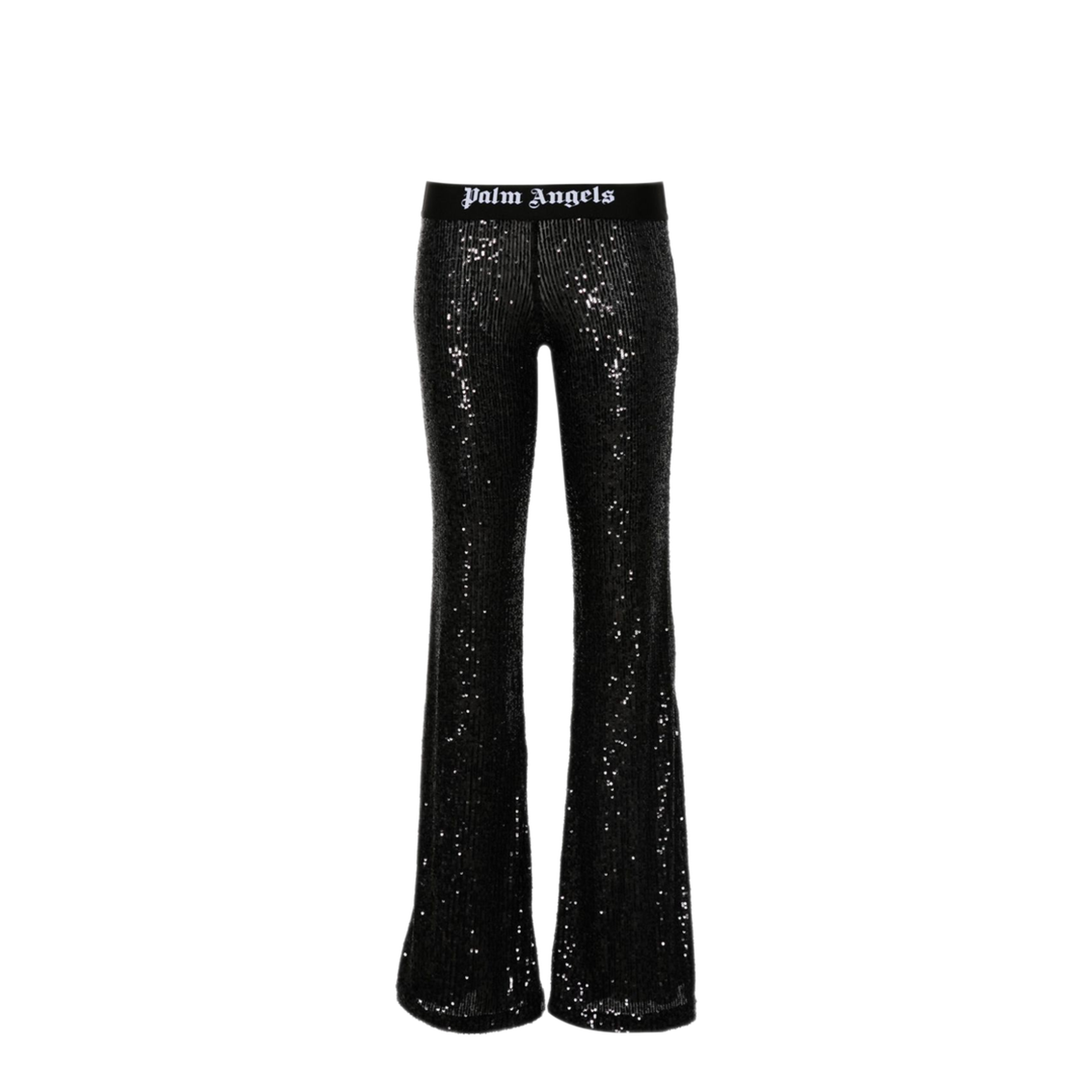 MAYFEYR - Palm Angels - Logo-Tape Sequins Flare Trousers - PWCA101F24FAB0031010