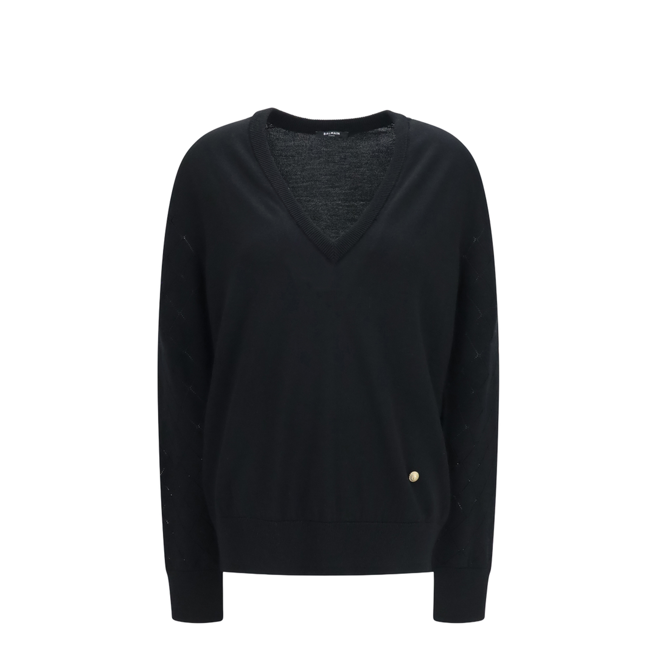 MAYFEYR - Balmain - V-Neck Sweater - HF1KB045KJ99