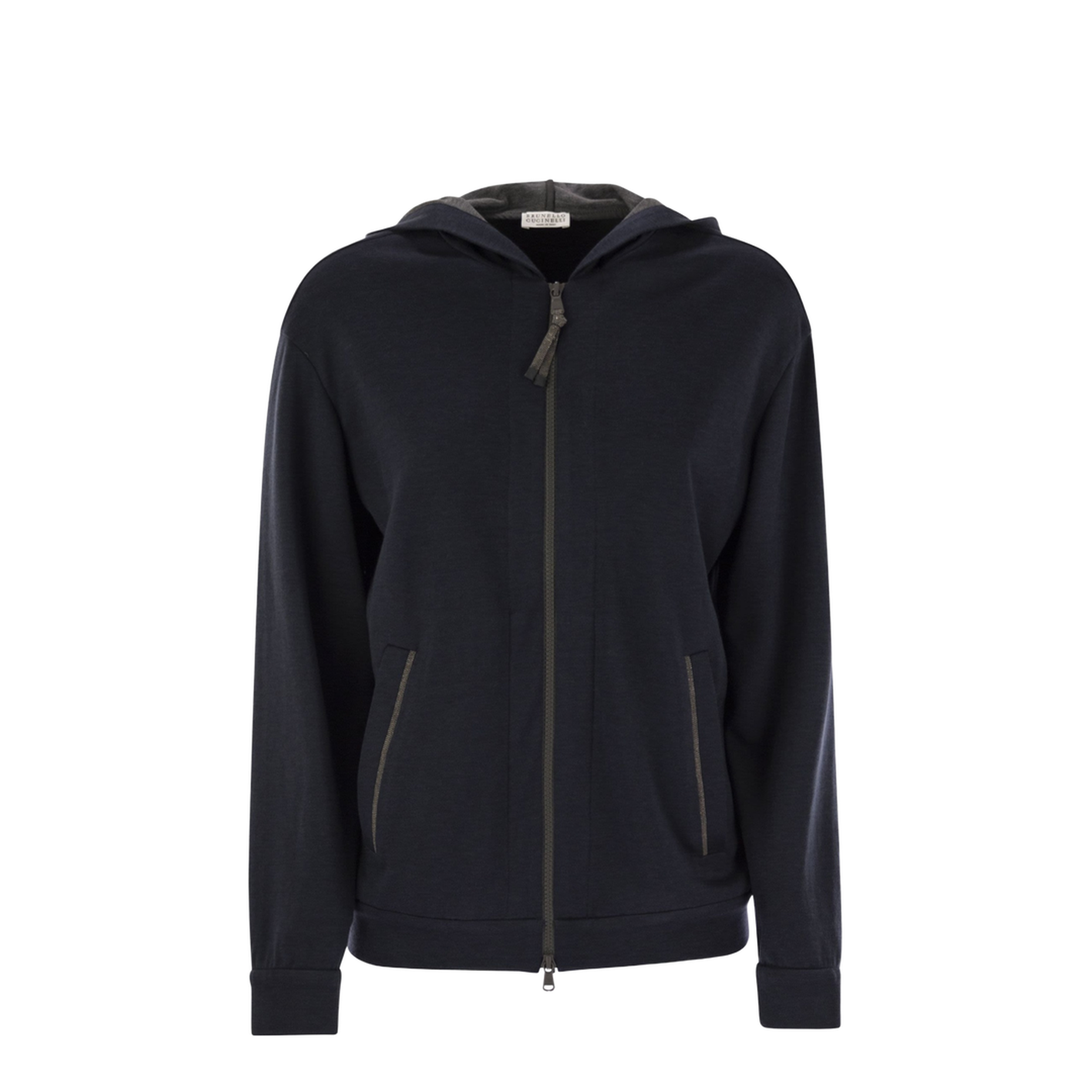 Cotton and Silk Interlock Hooded Topwear