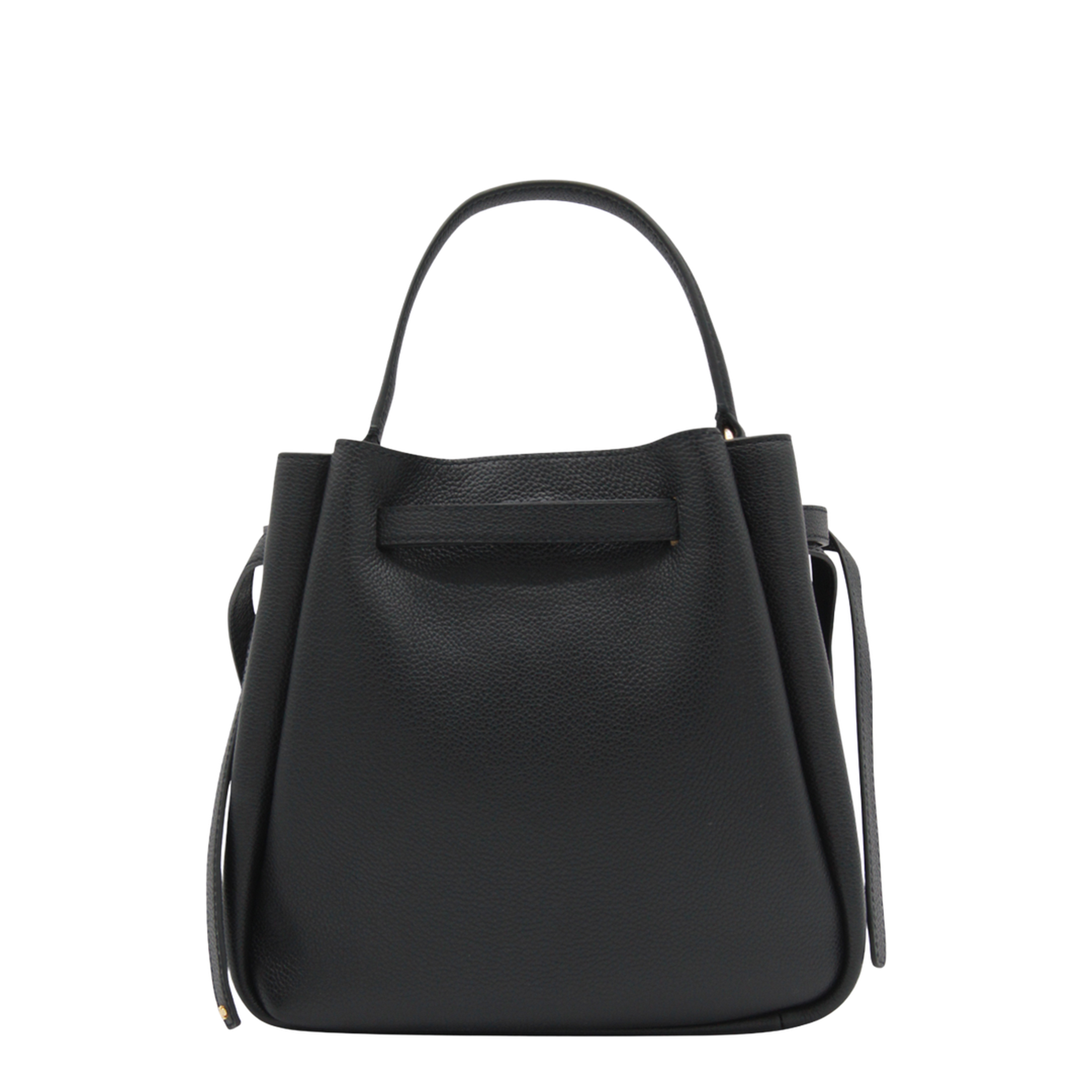 Romy Pebbled Leather Bucket Bag - Black