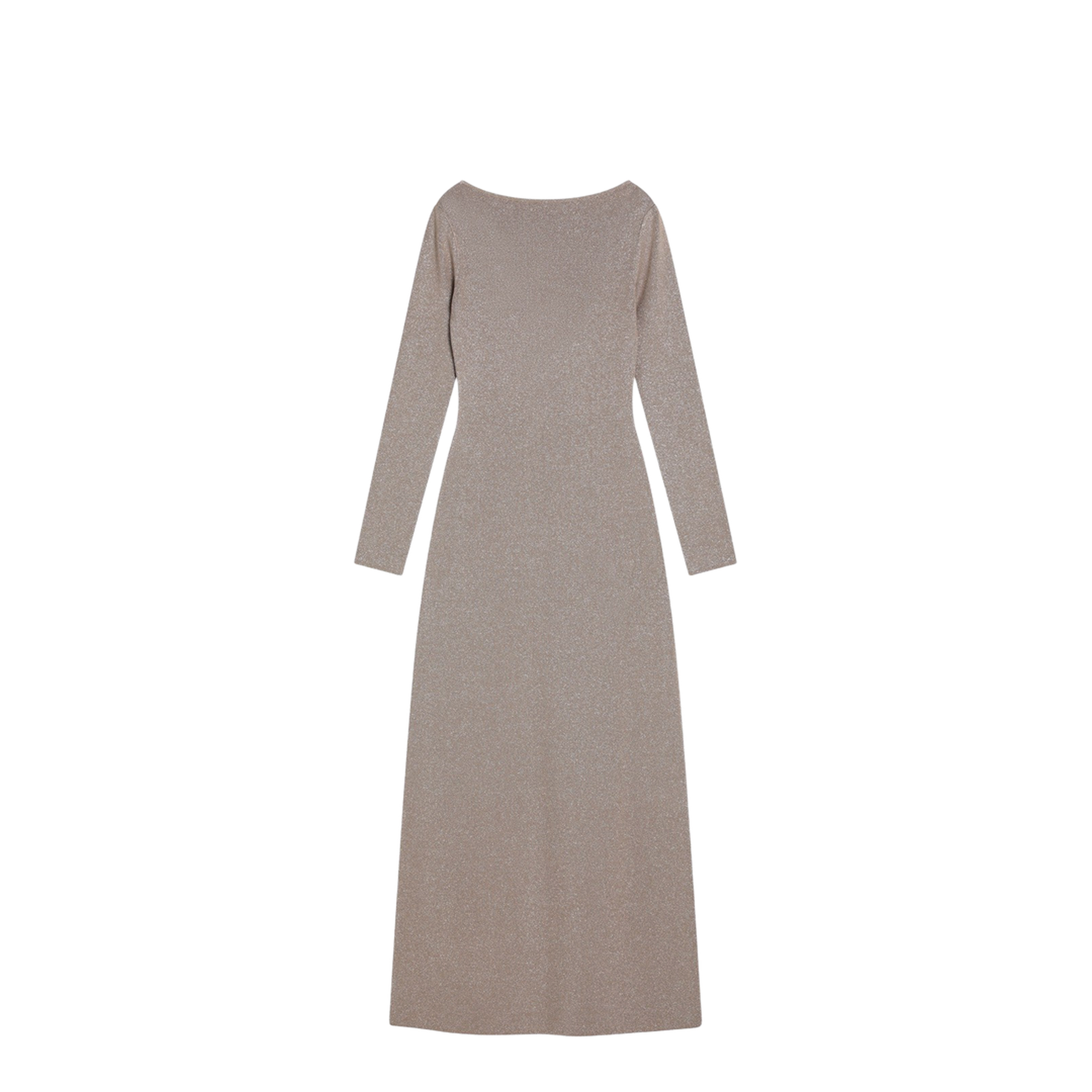 Beige Dress in Viscose and Lurex Yarn
