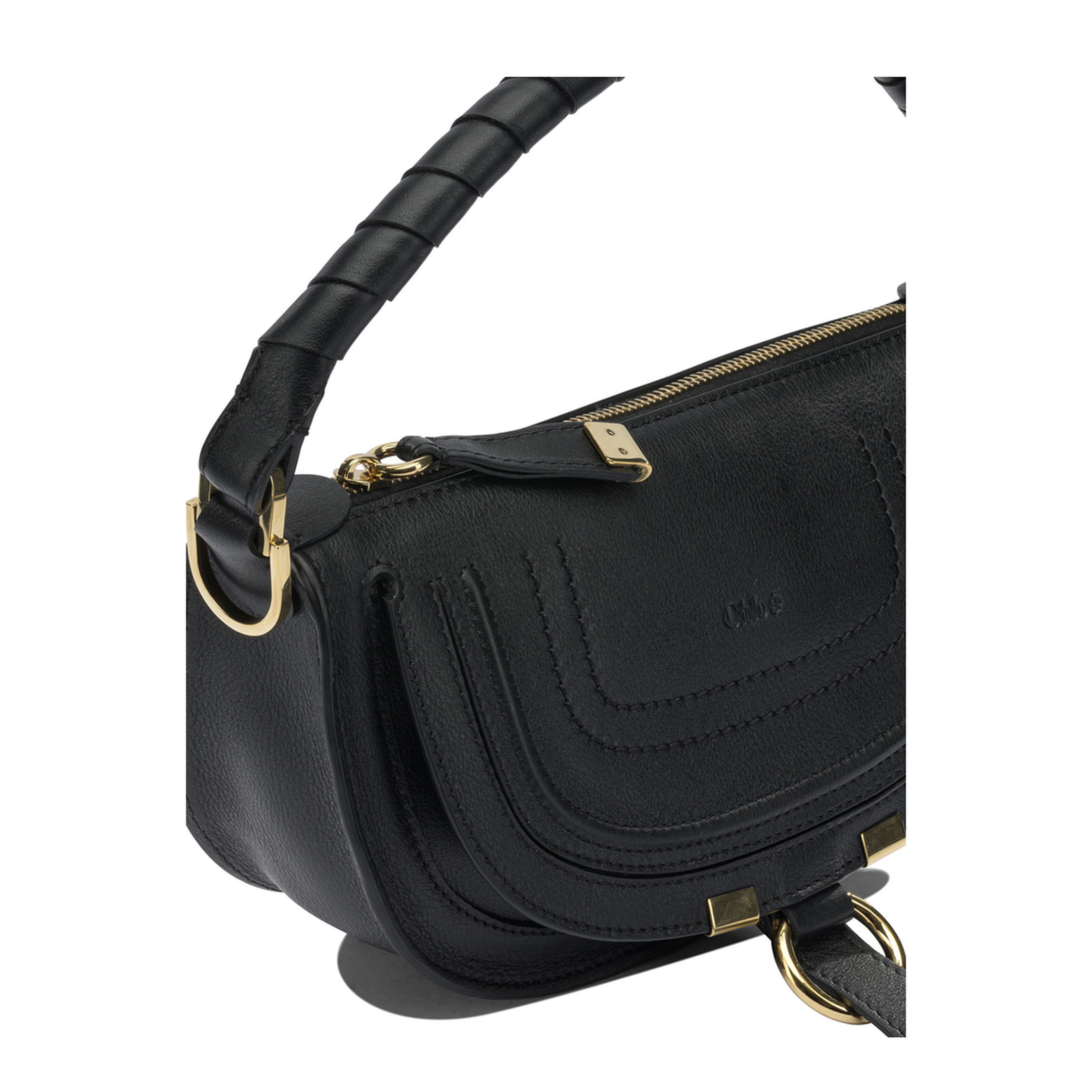 Marcie Mini Calfskin Saddle Bag - Black