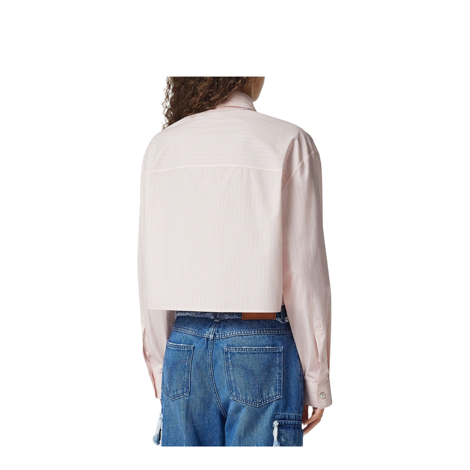 Cropped Boxy Fit Pinstripe Chain Shirt