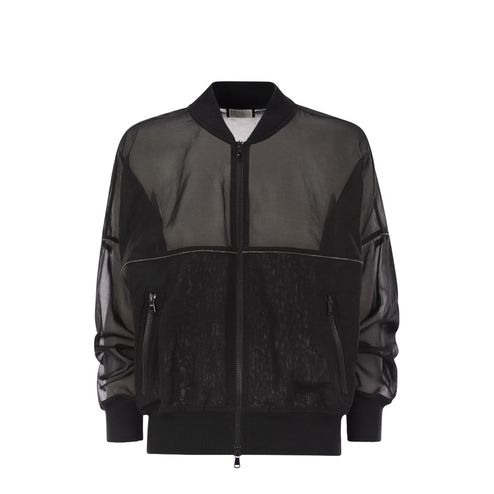 Cotton Organza Bomber Jacket with Shiny Trims