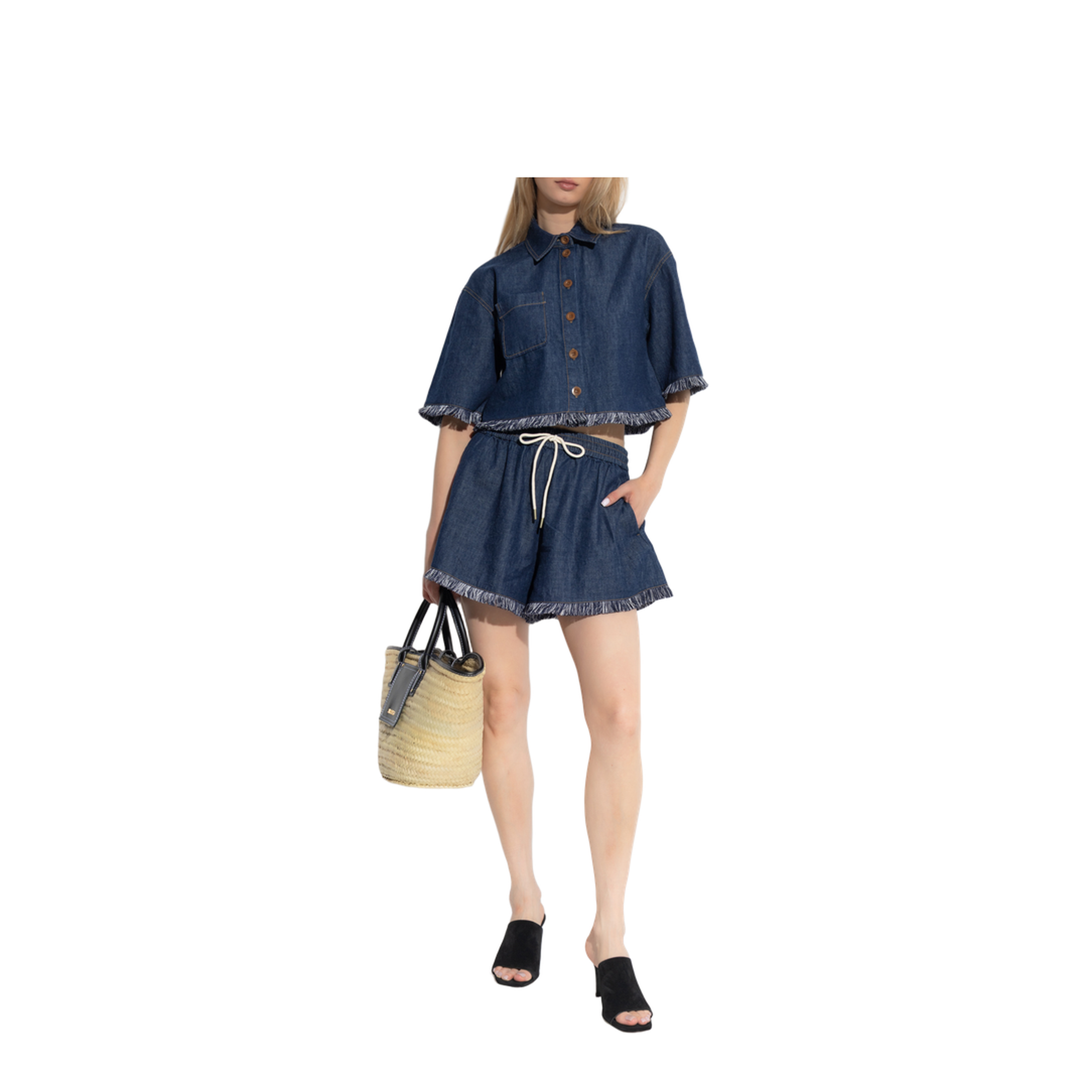 Denim Shorts with Fringes