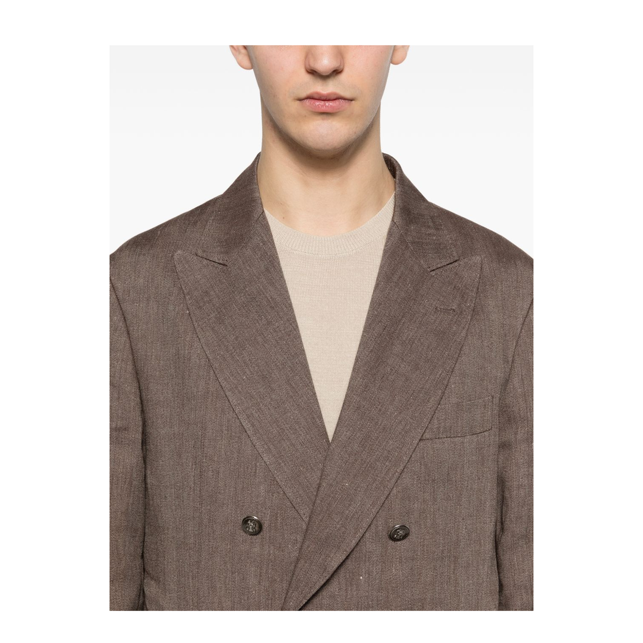 Double-Breasted Leisure Suit - Brown