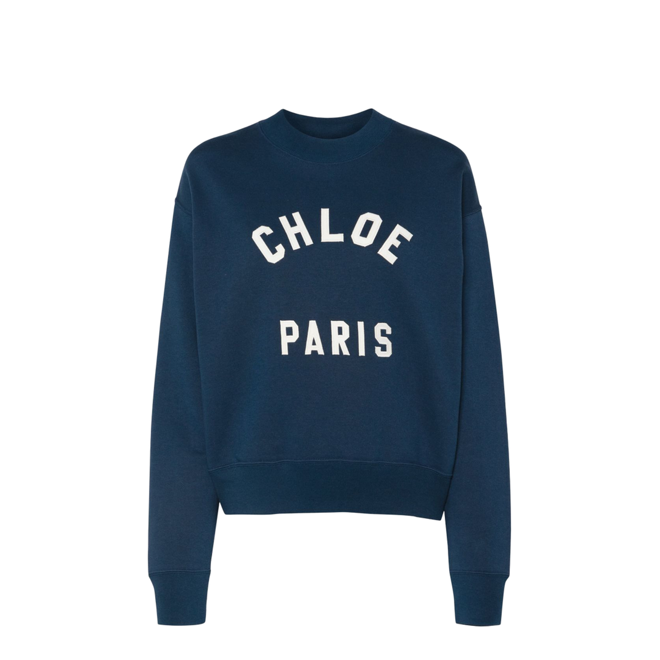 Mock-neck logo sweater in cotton fleece