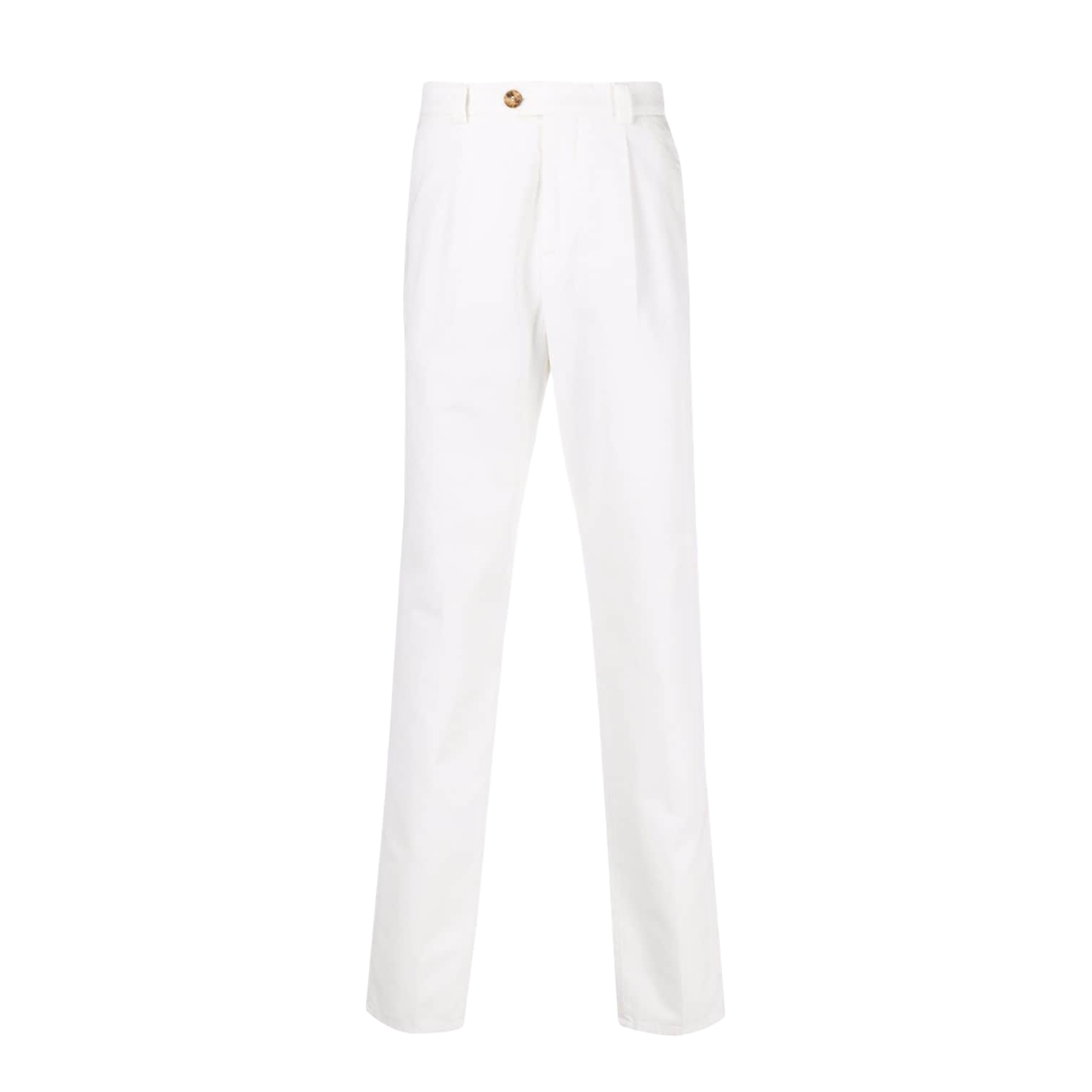 White Cotton Straight-Leg Chino Trousers