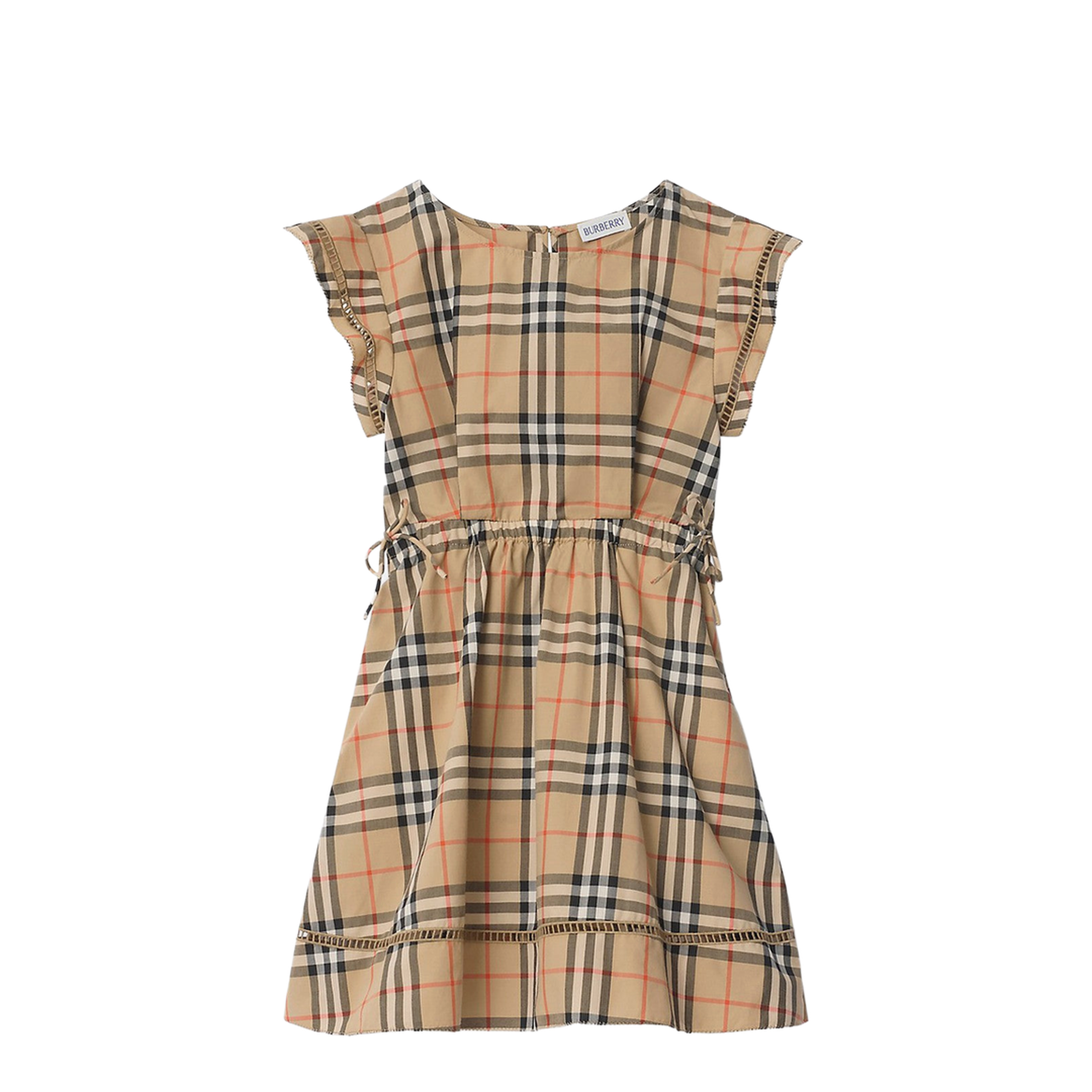 Beige Dress with Check Pattern