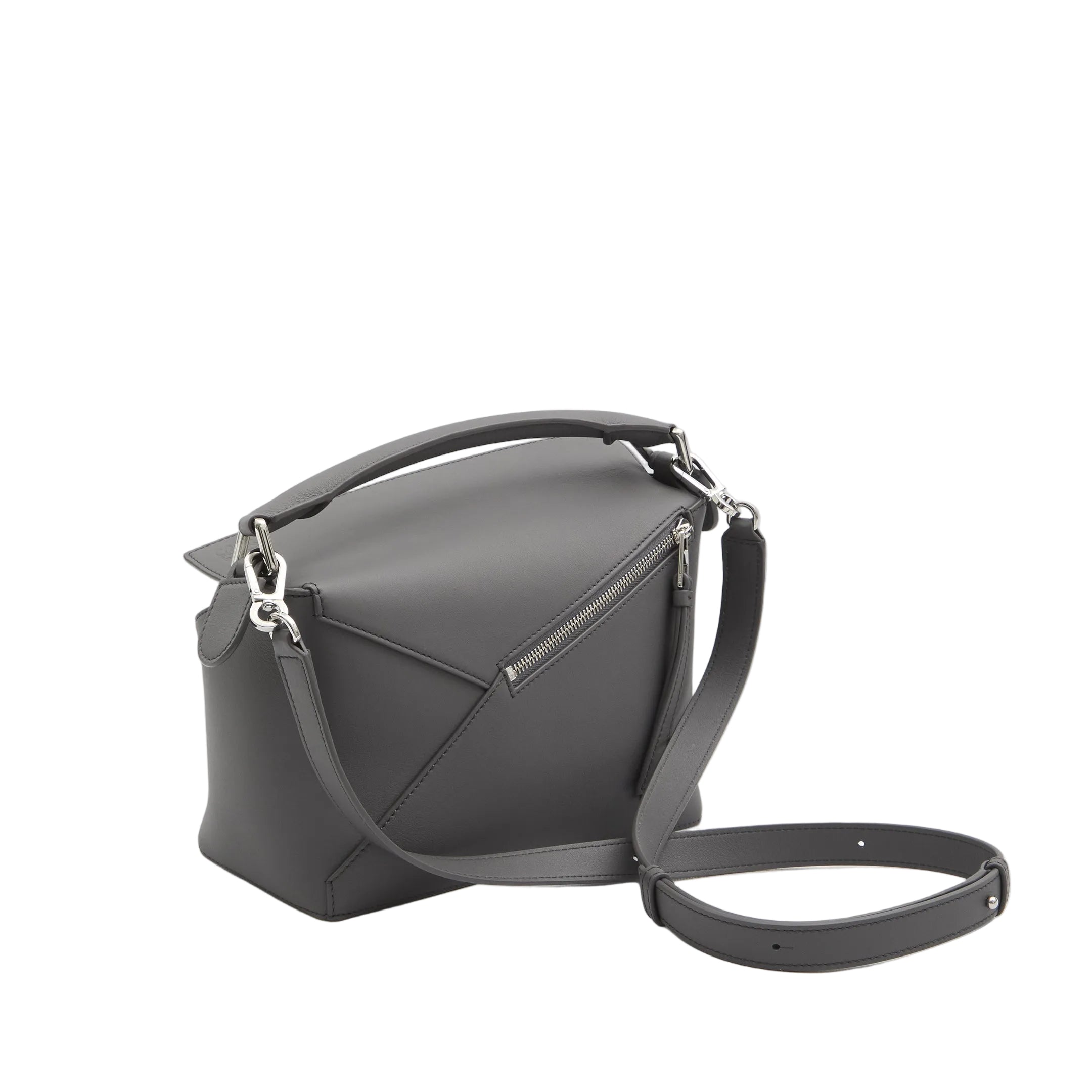 Puzzle Edge Small Calfskin Crossbody Bag - Slate Grey