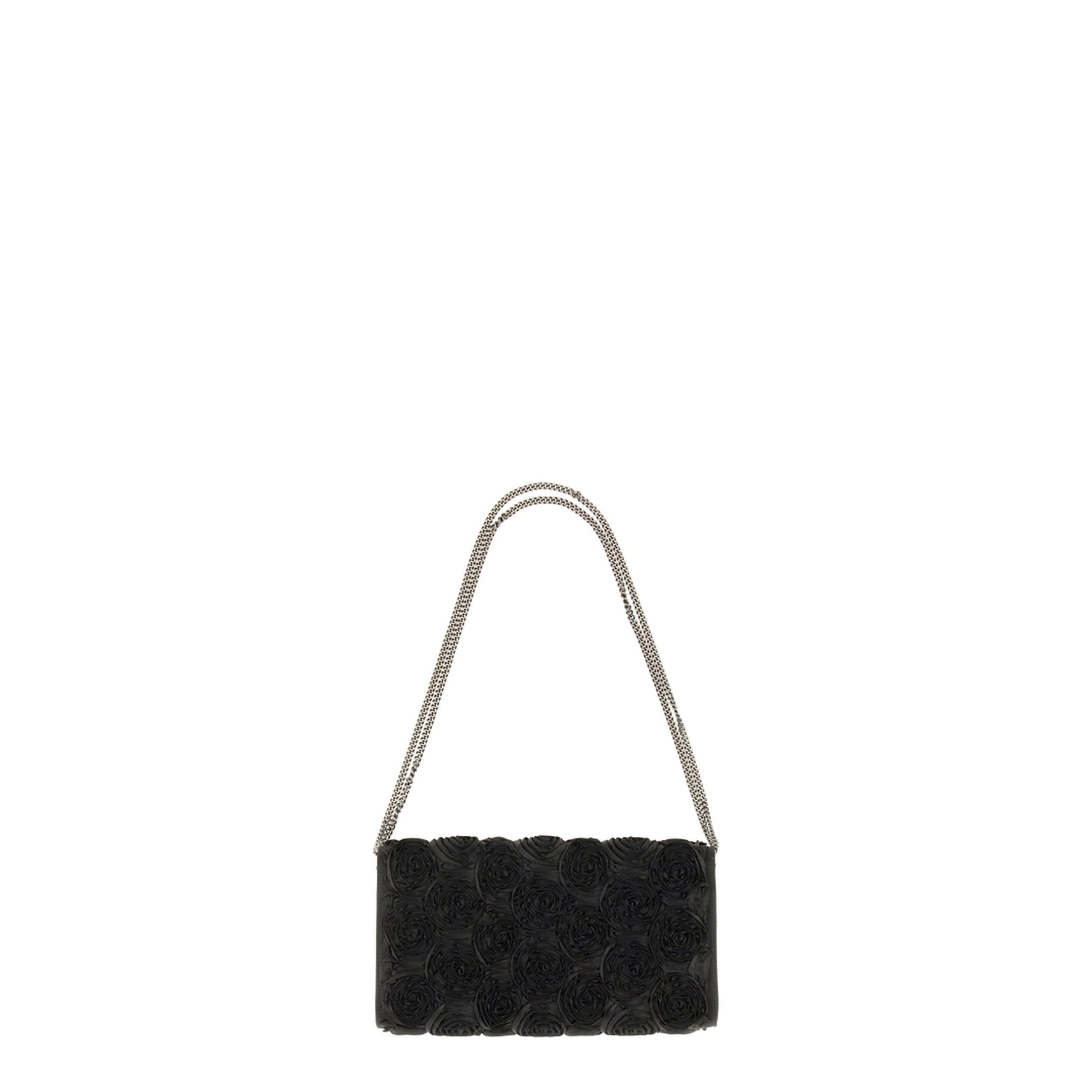 Satin Bag with Crystal Buckle and Rose Detail