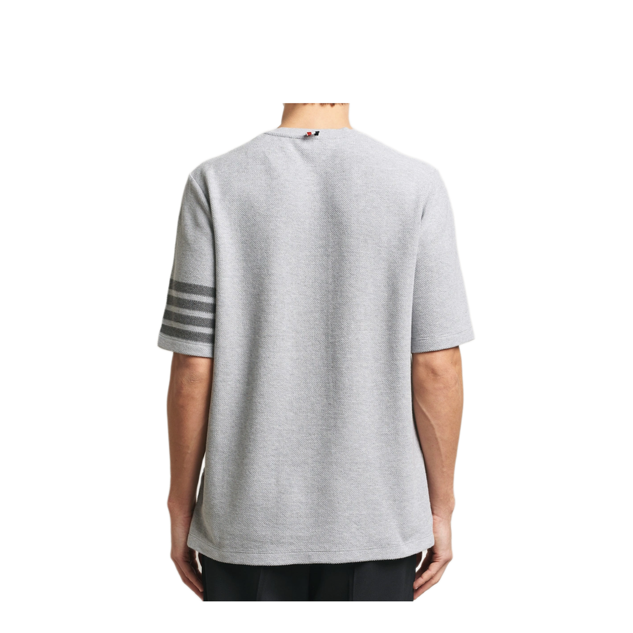 MAYFEYR - Thom Browne - Short Sleeve Tee In Textured Pique With Eng 4 Bar - MJS296AJ0248050