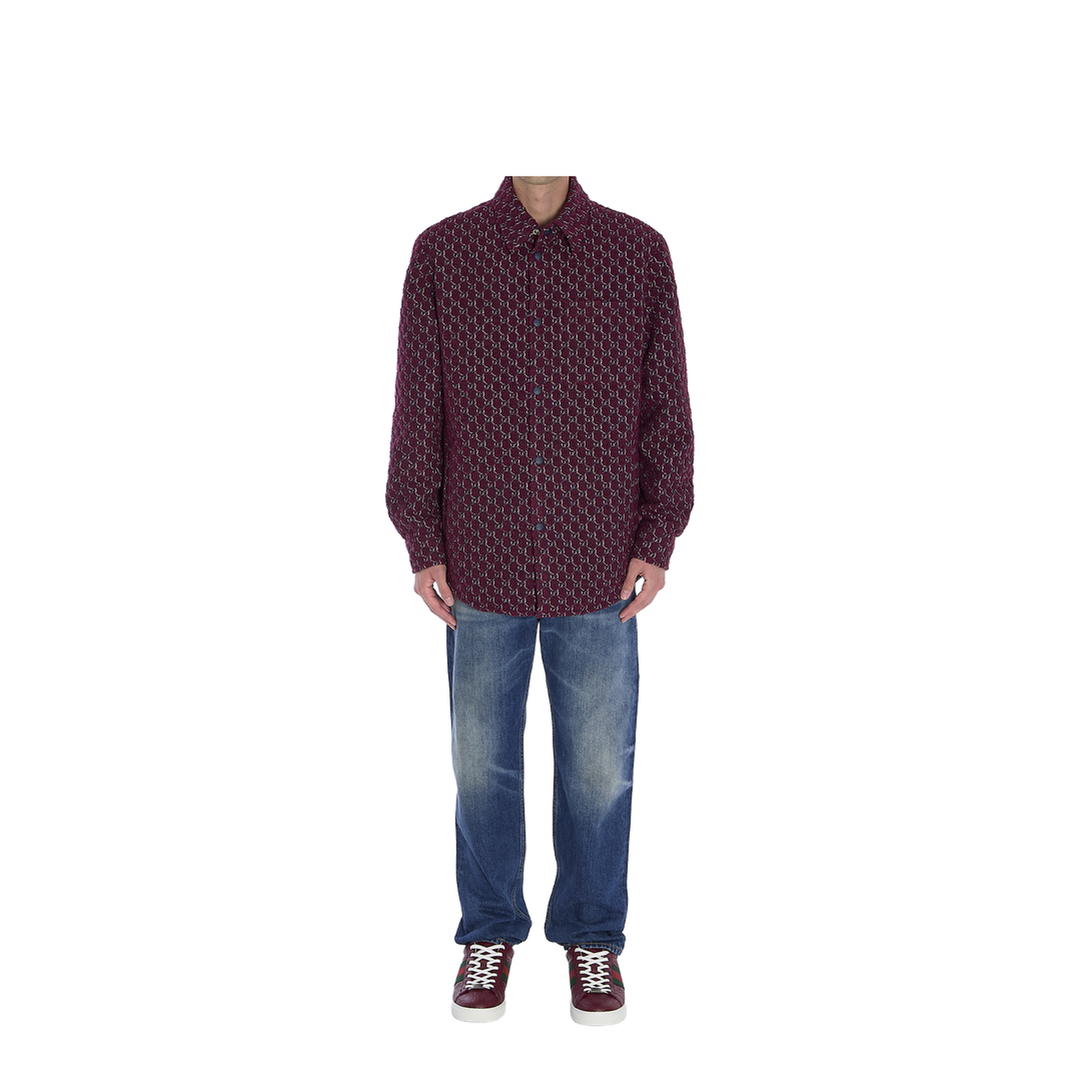 Burgundy Bouclé Padded Shirt