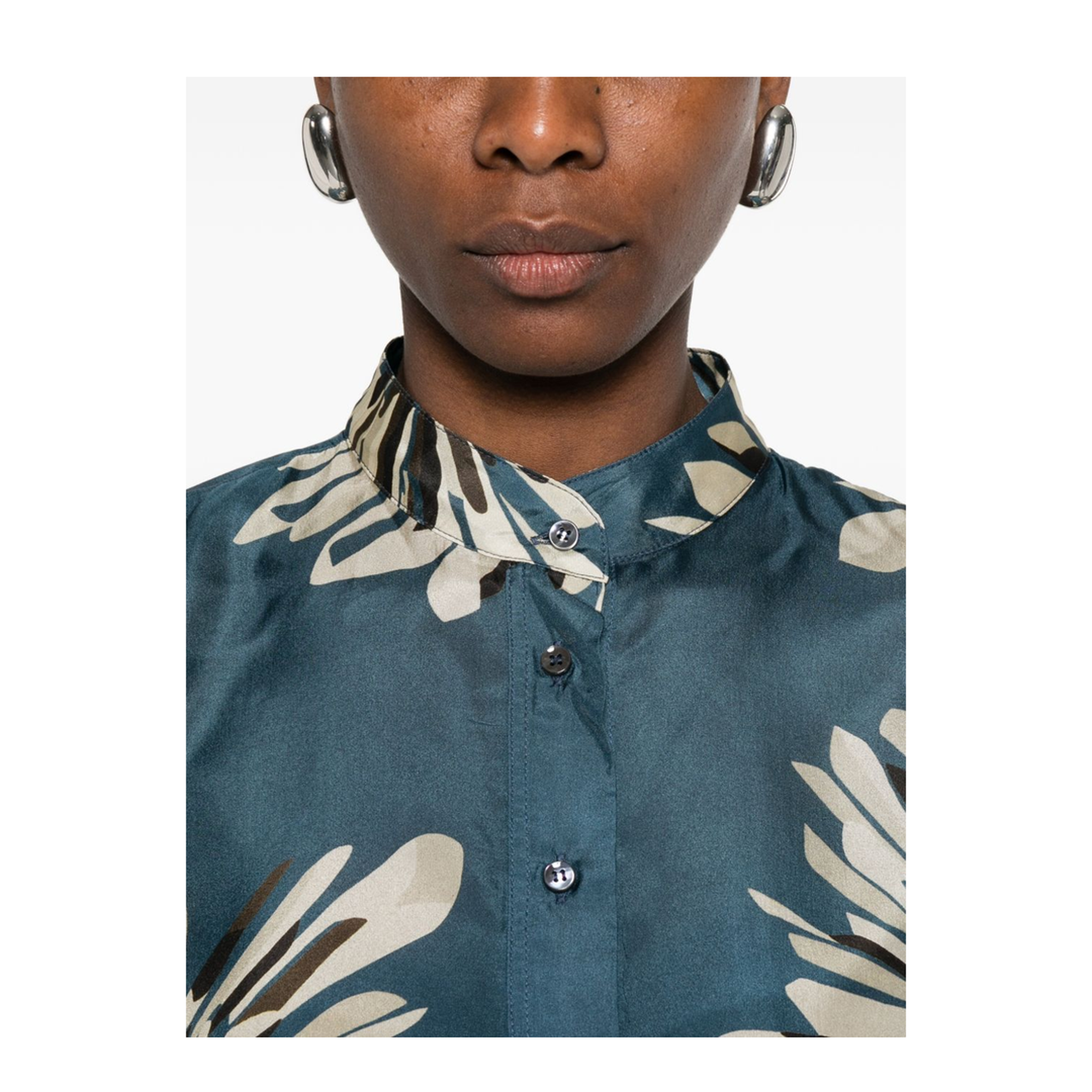 Women's Printed Silk Shirt Blue