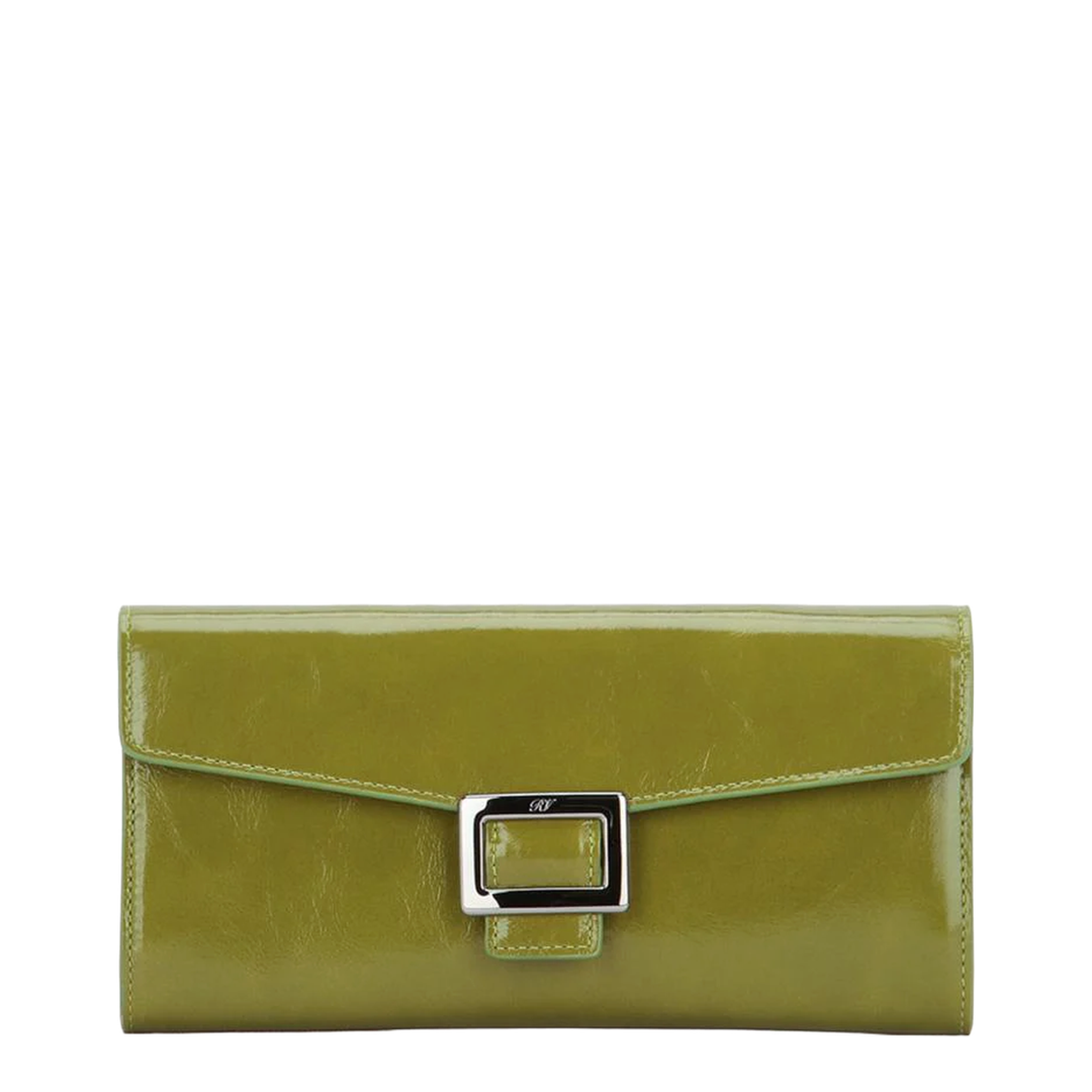 Wallet on Chain in Patent Leather Green