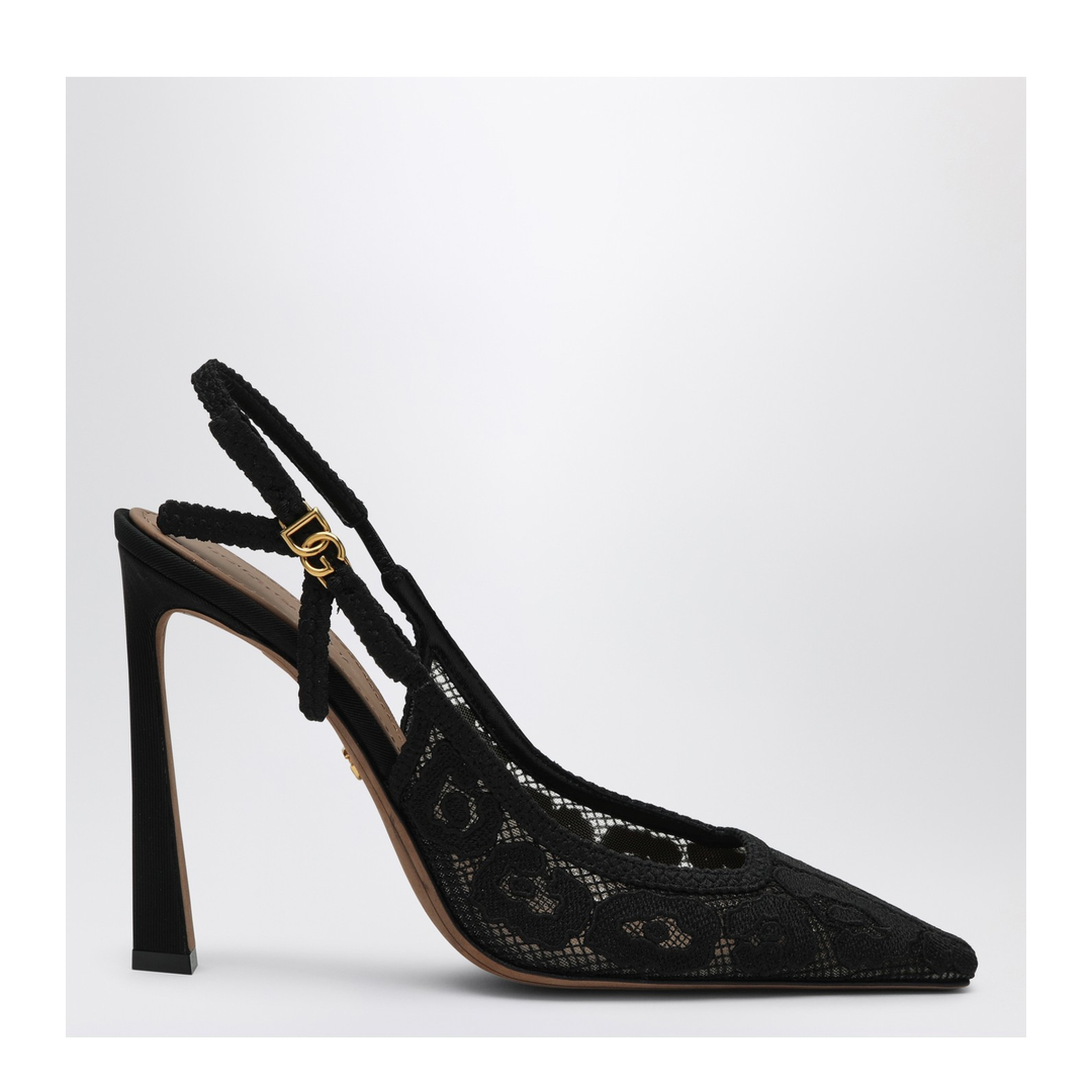 Black Lace Sling Sandals