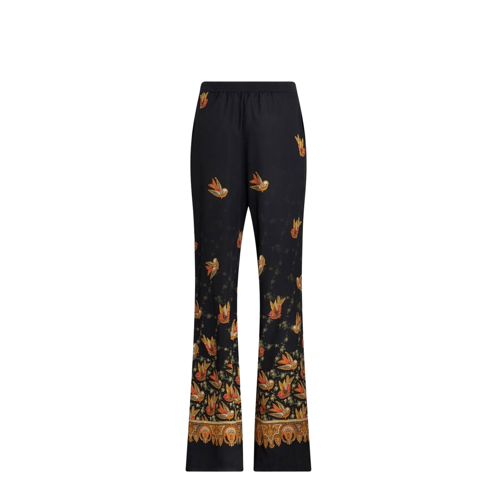 Silk Paisley-Print Straight Trousers