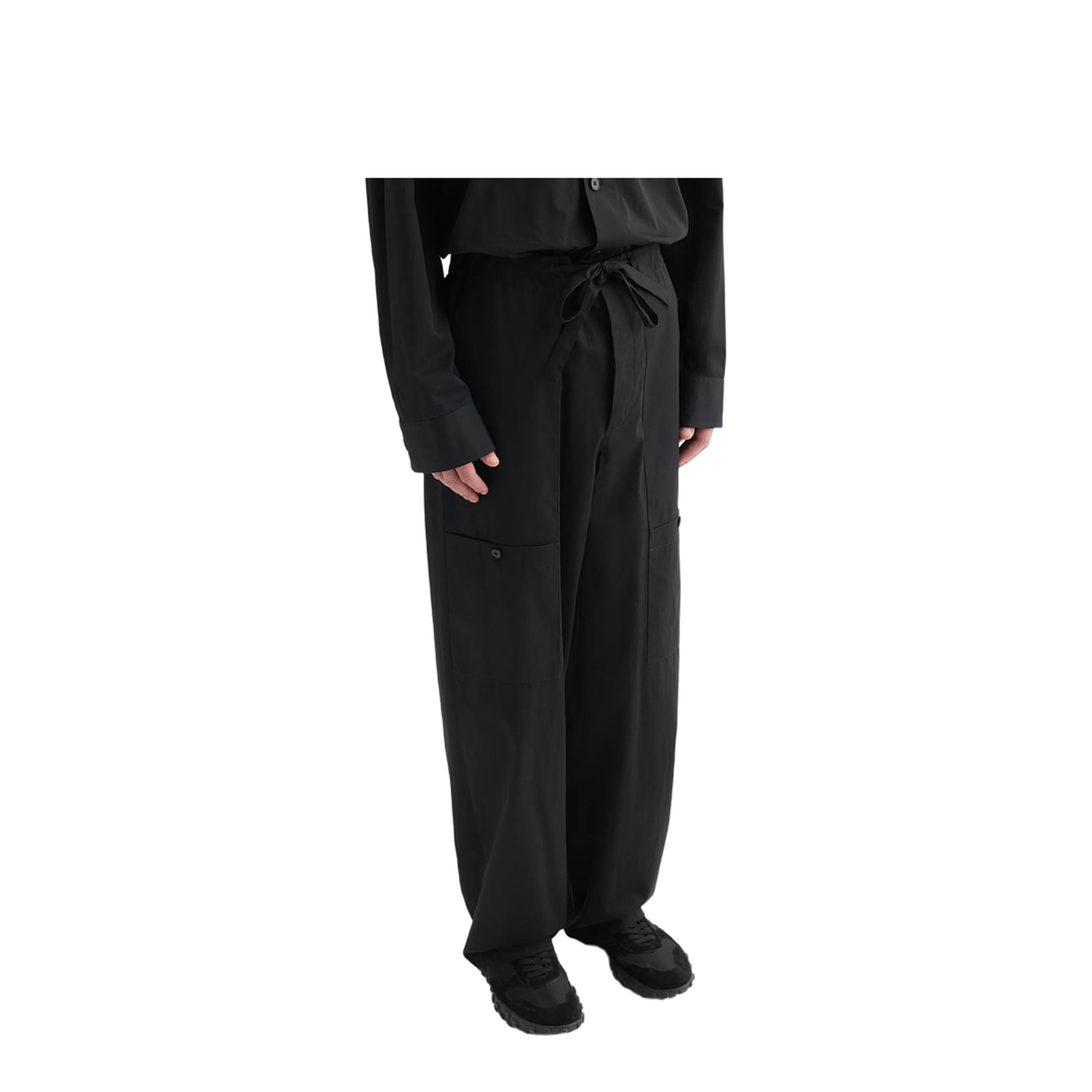 Cotton Poplin Cargo Pants Black