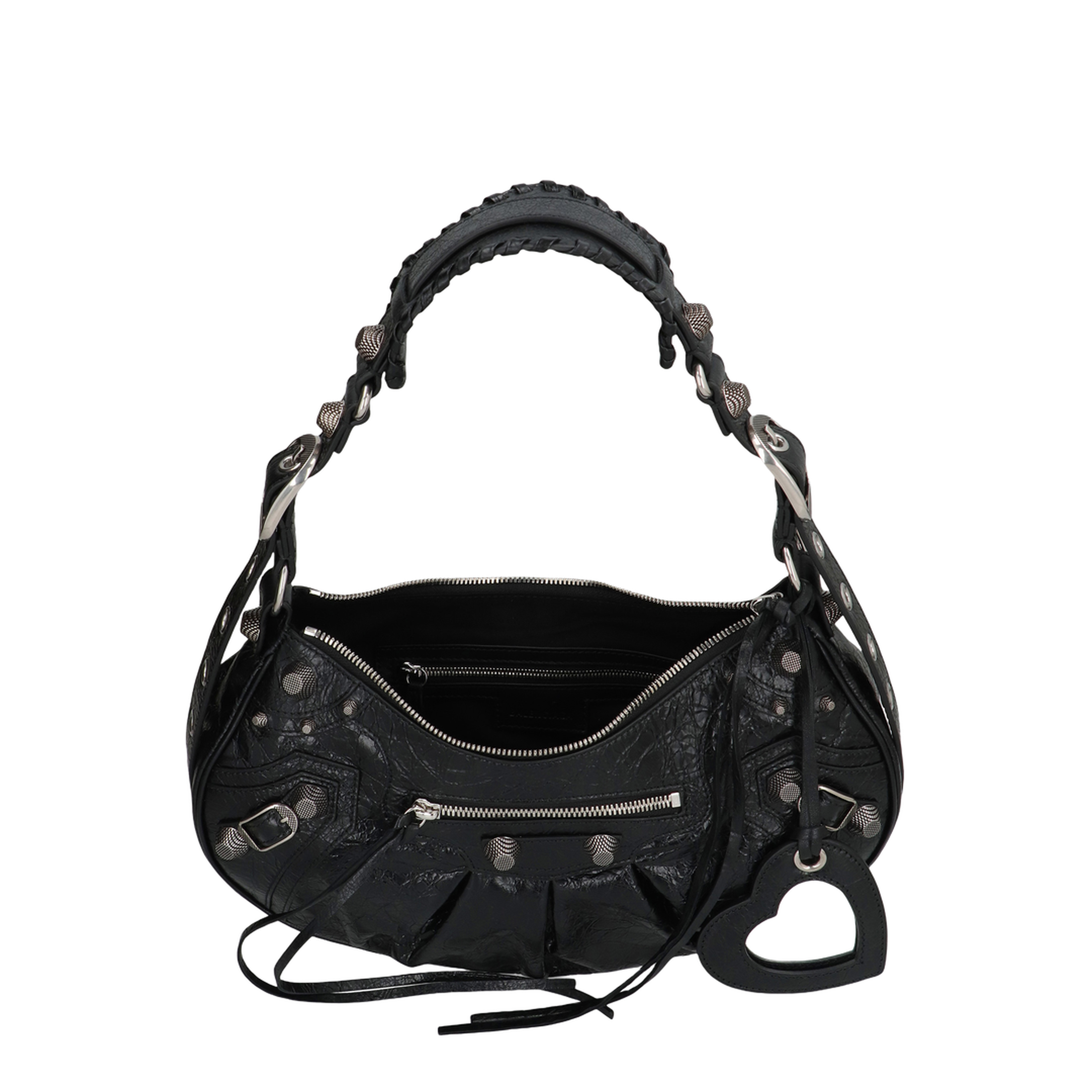 Le Cagole Small Arena Lambskin Shoulder Bag - Black