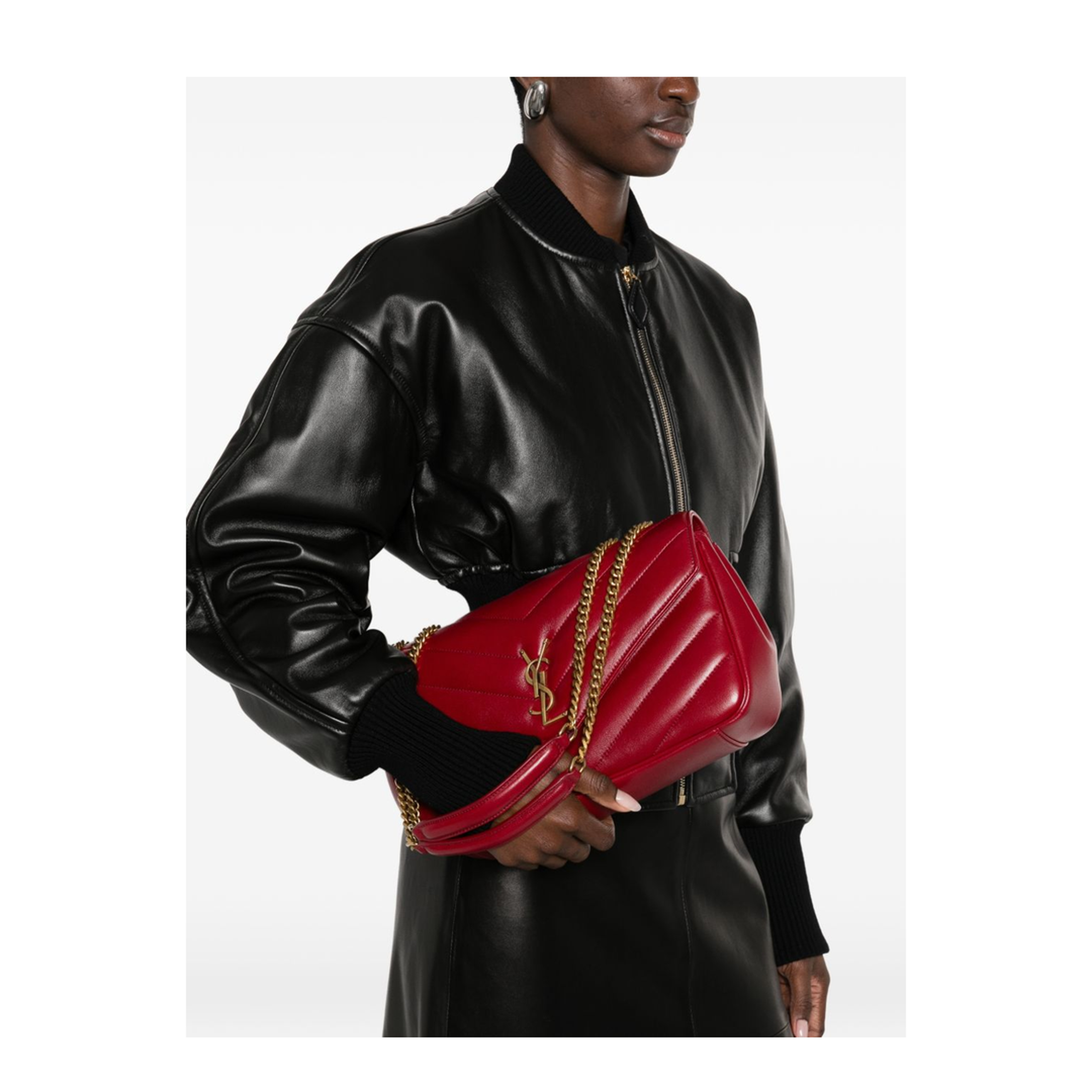 MAYFEYR - Saint Laurent - Loulou Medium In Matelassé Lambskin In Red - 801439AAEAX6946