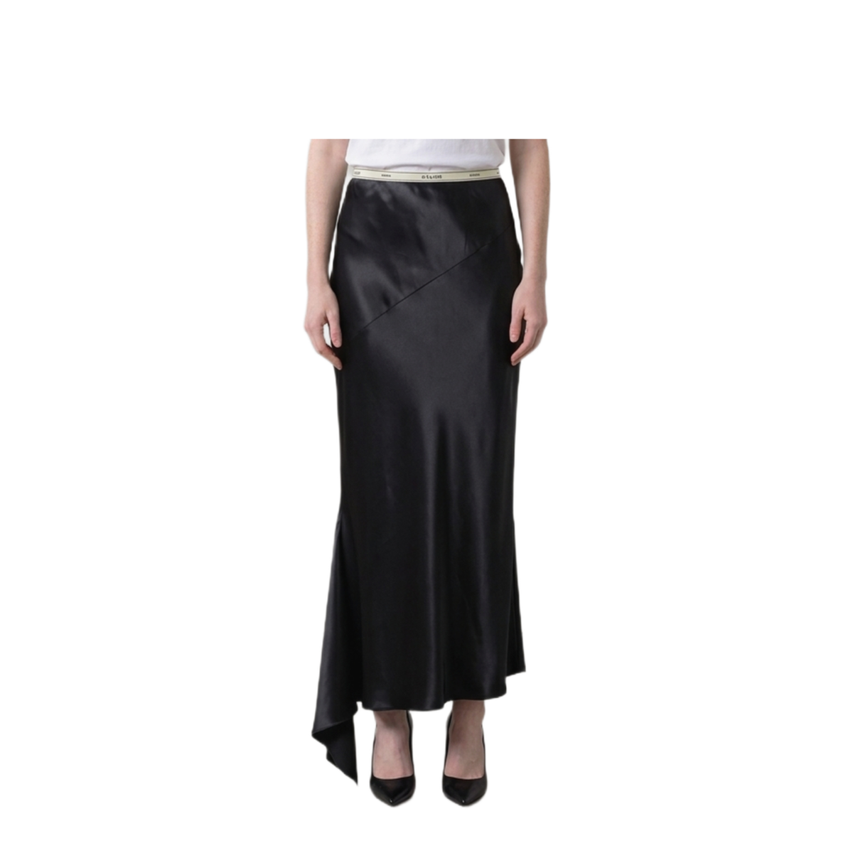 MAYFEYR - Celine - Black Midi Skirt In Viscose Satin - RJ0E03E9938NO