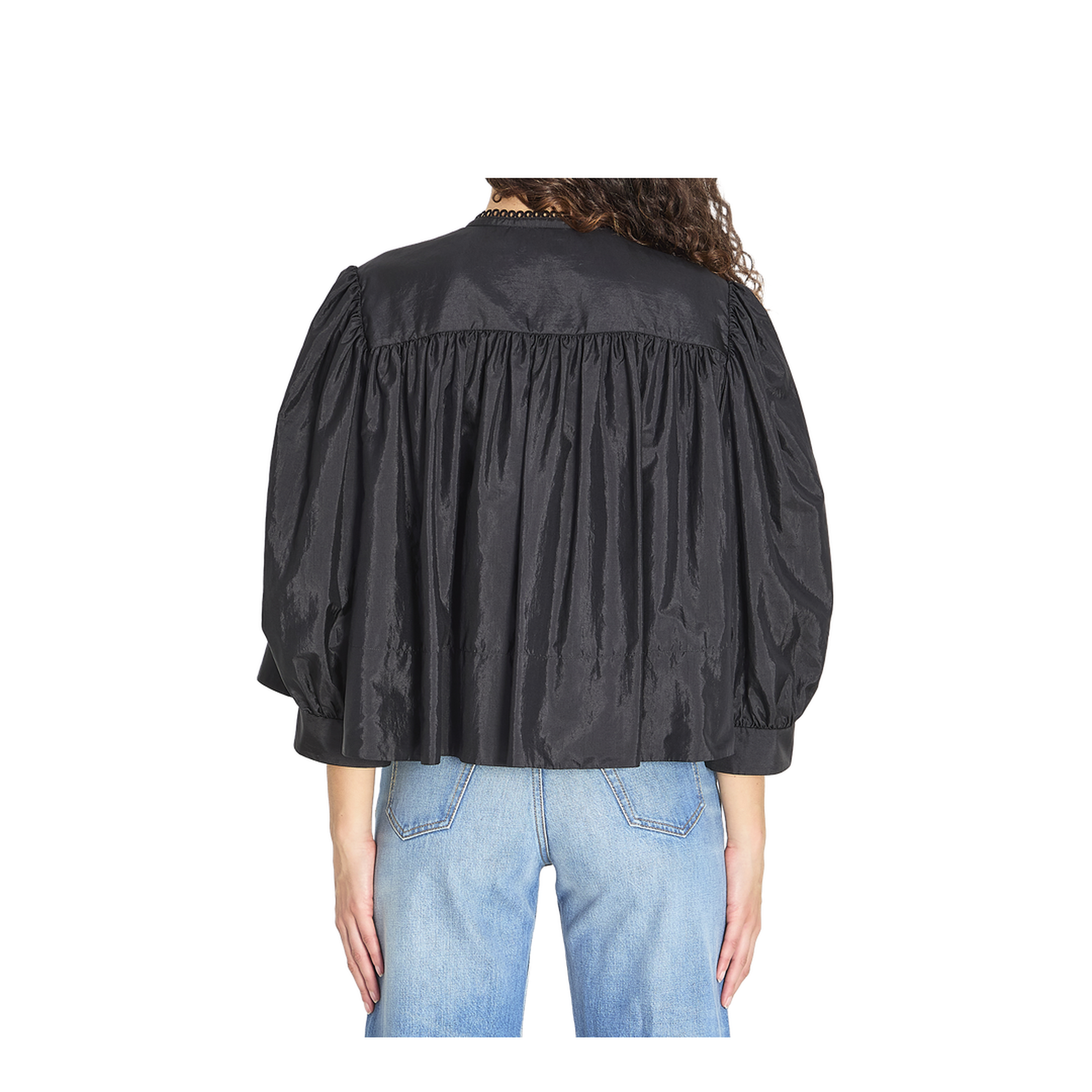 Gathered Ruffle Top in Technical Taffeta