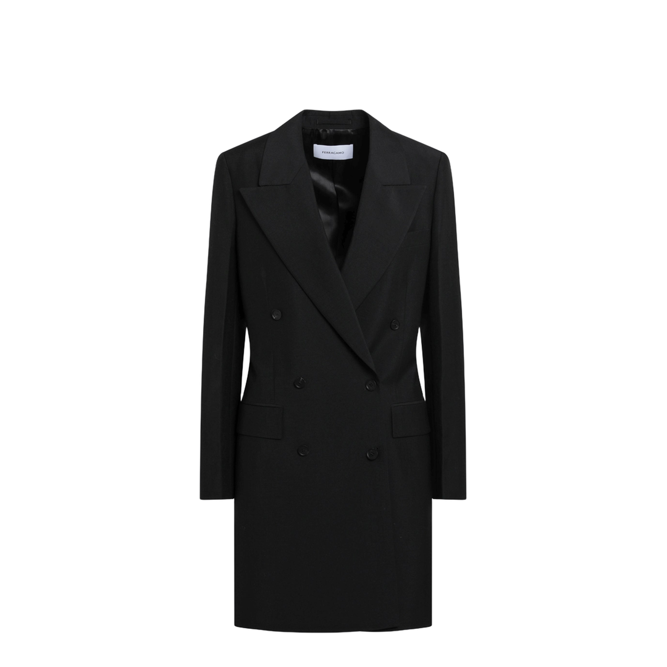 Black Double-Breasted Wool-Blend Suit