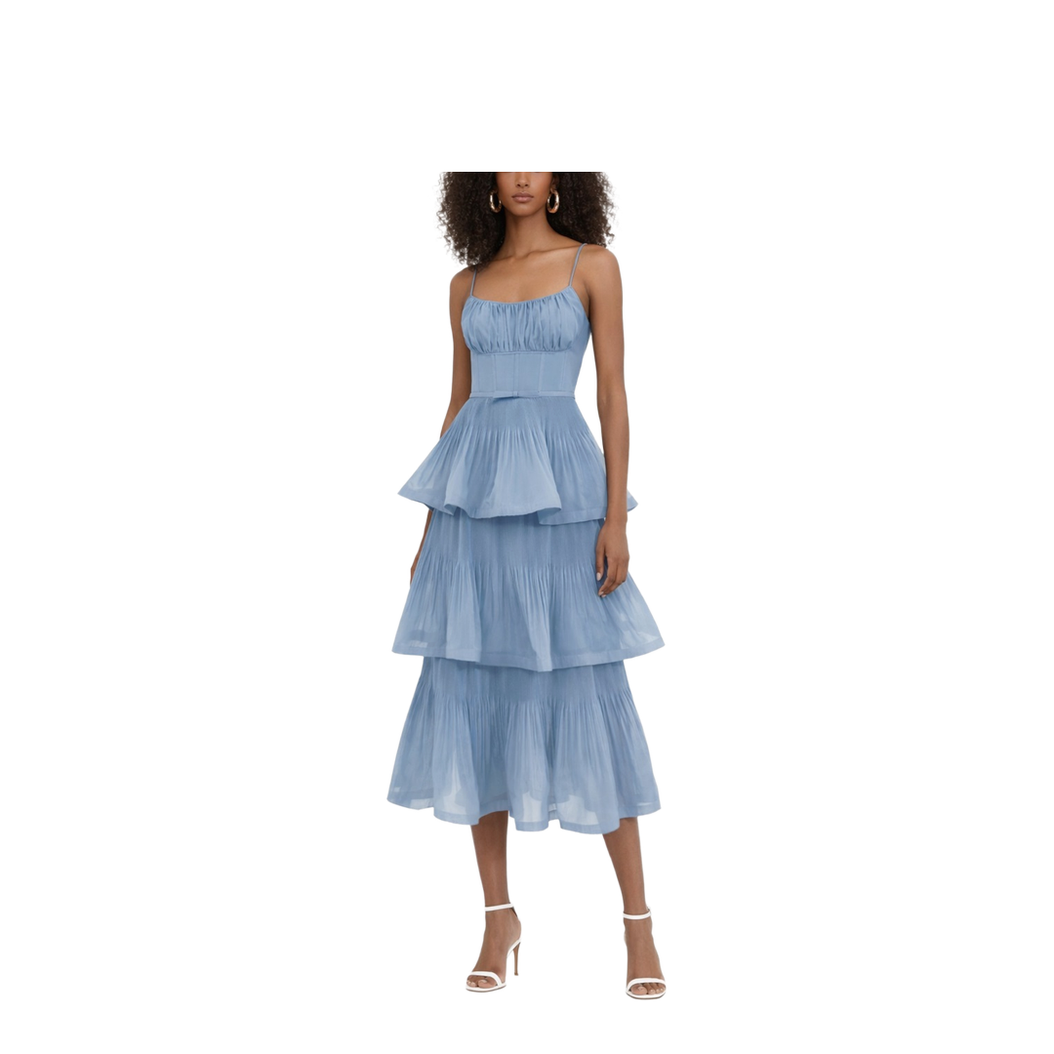 Pleated Tiered Midi Dress